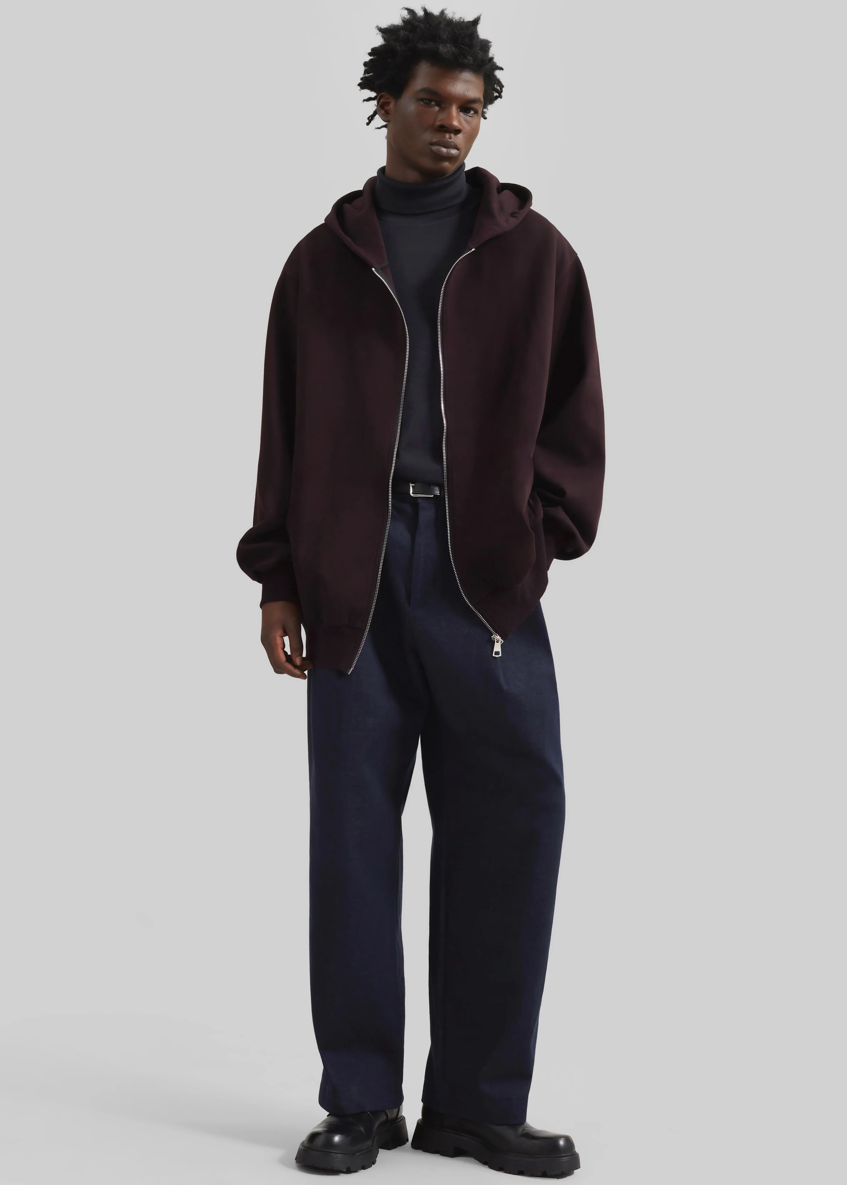 Decker Zip-Up Hoodie - Dark Plum - Image 2