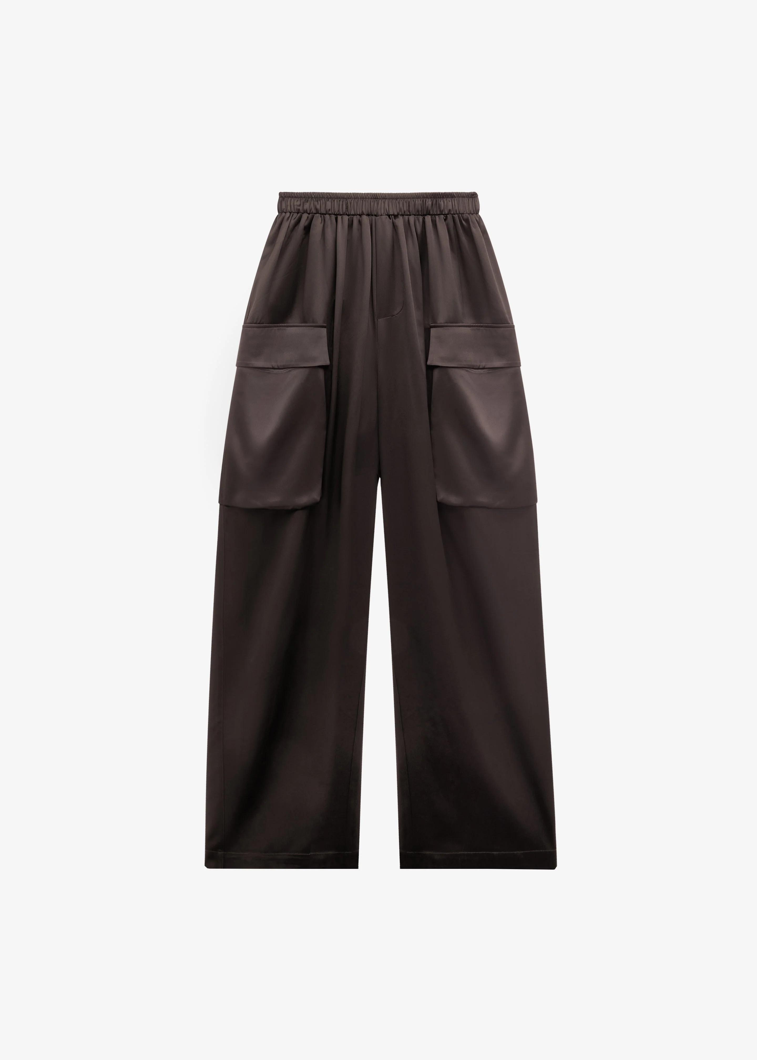 Delny Satin Cargo Pants - Dark Brown - Image 6