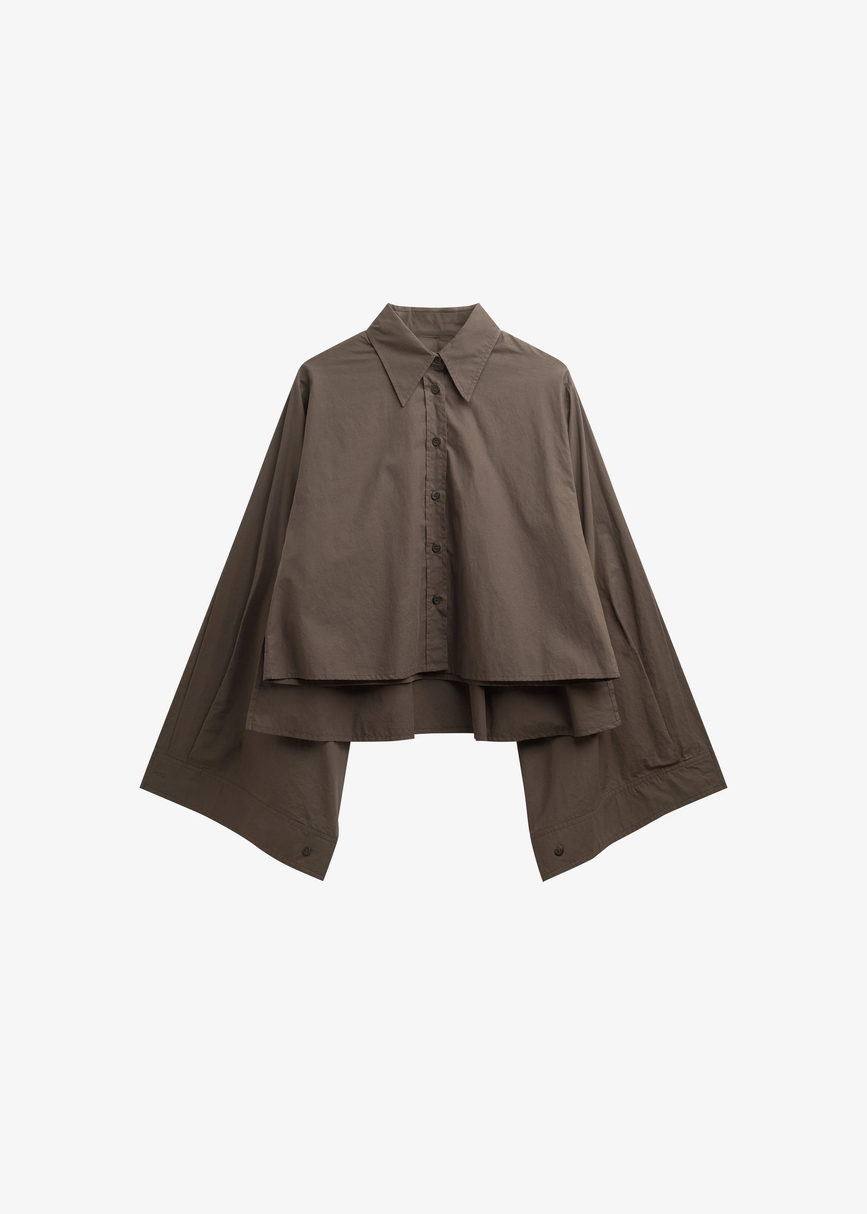 Dharoi Adjustable Sleeve Layered Shirt - Brown - Image 9