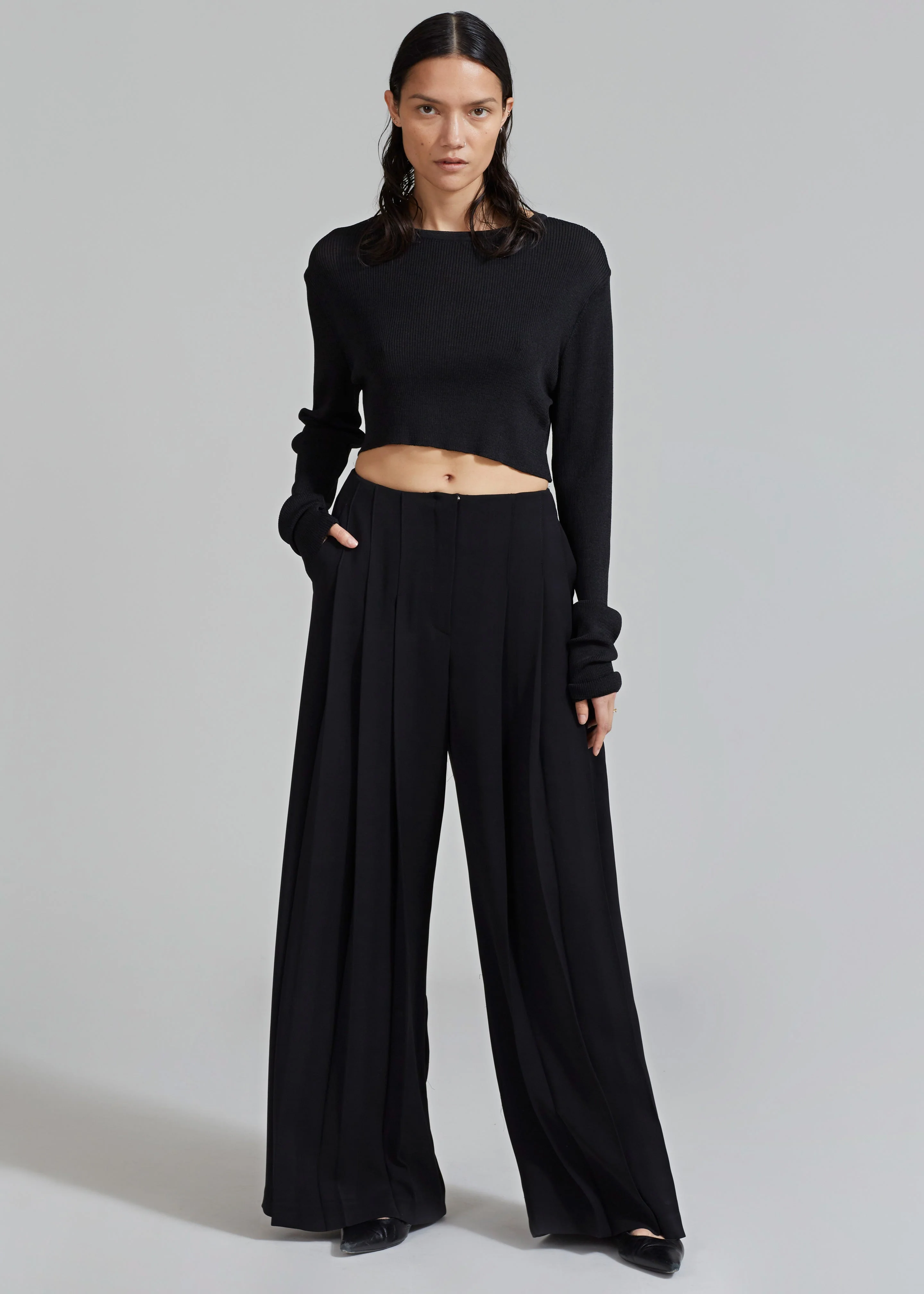 Dillon Pleated Pants - Black - Image 2