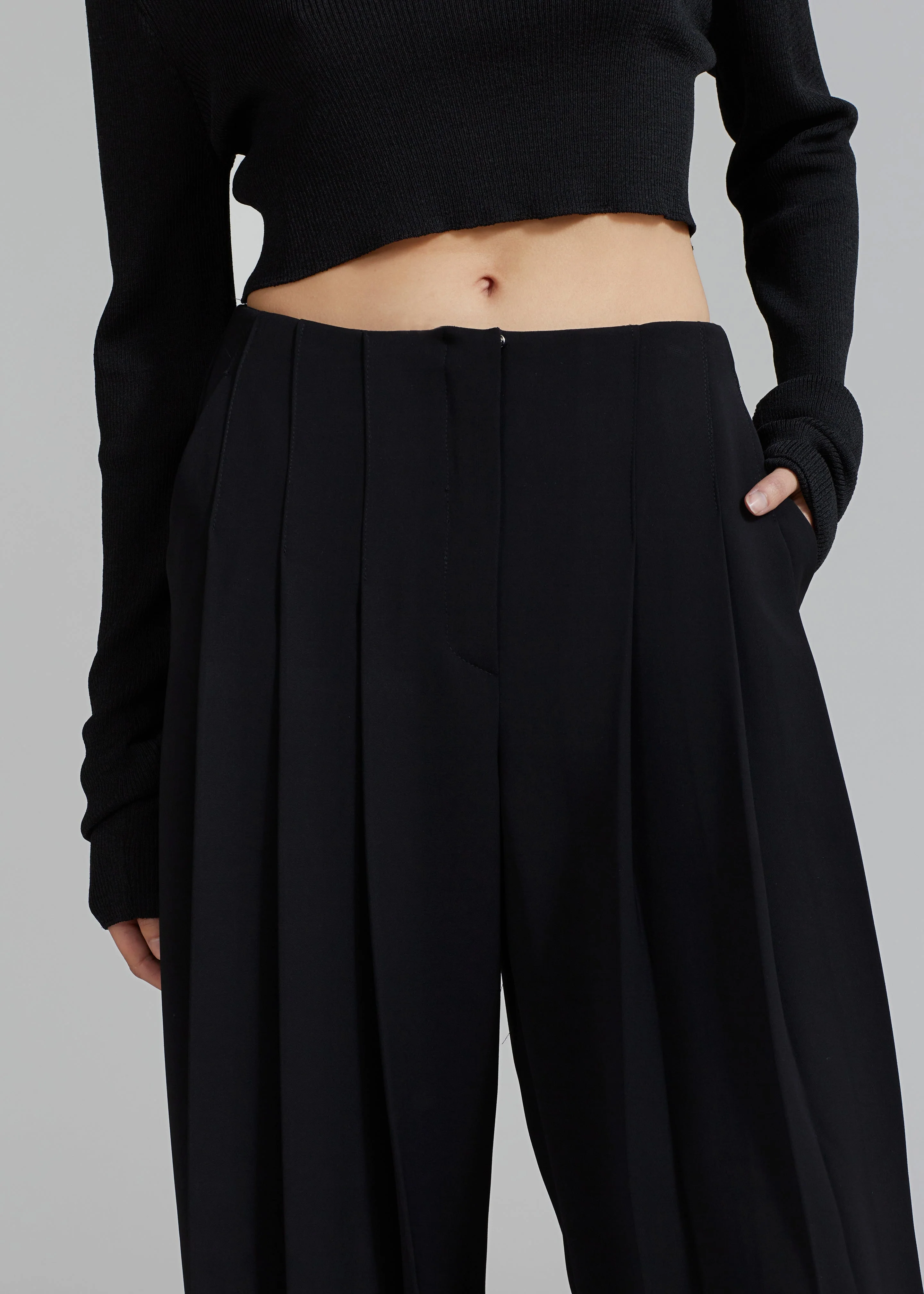 Dillon Pleated Pants - Black - Image 3