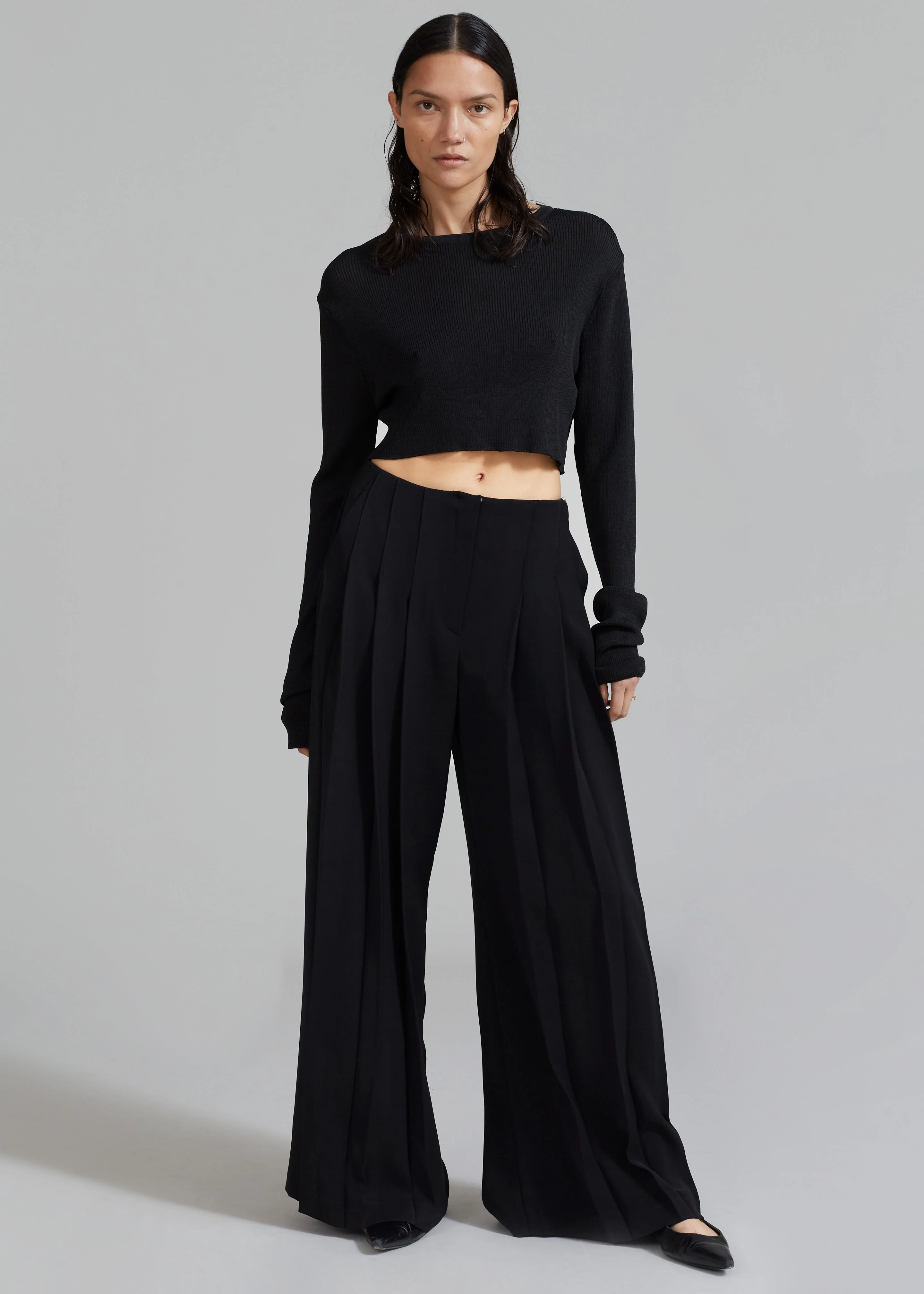 Dillon Pleated Pants - Black - Image 4