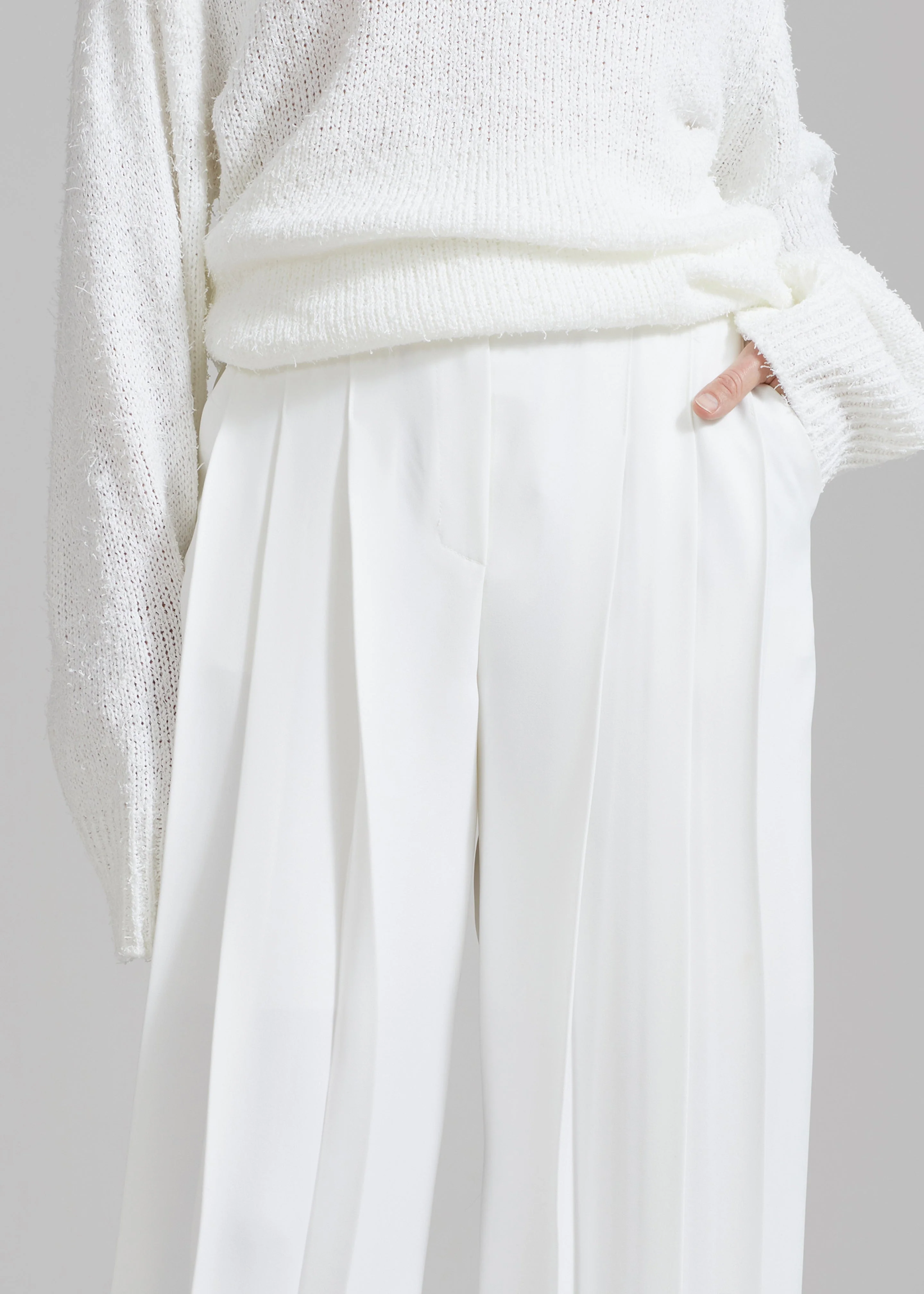 Dillon Pleated Pants - White - Image 4