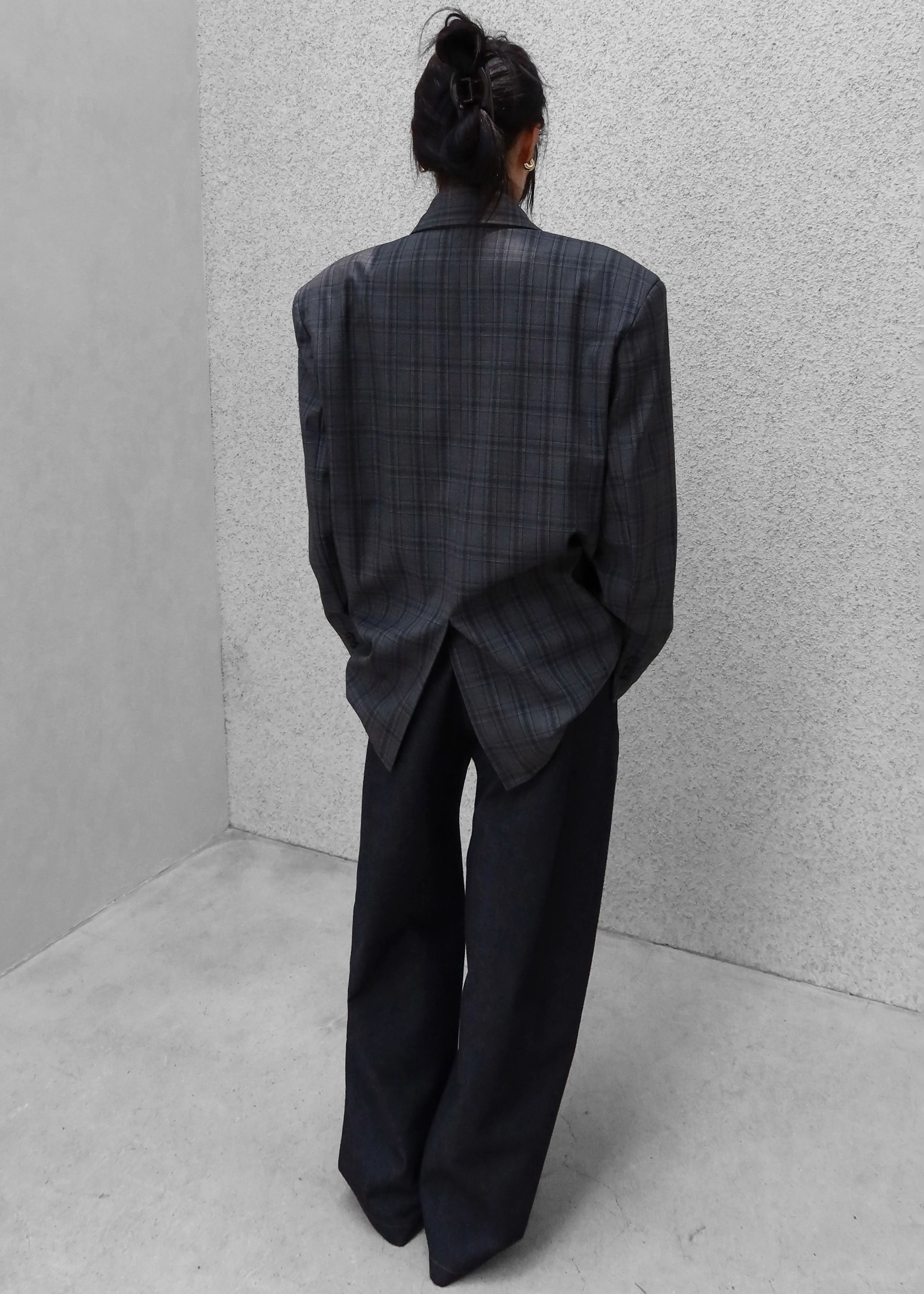 Dinant Padded Double-Breasted Blazer - Grey Plaid - Image 9