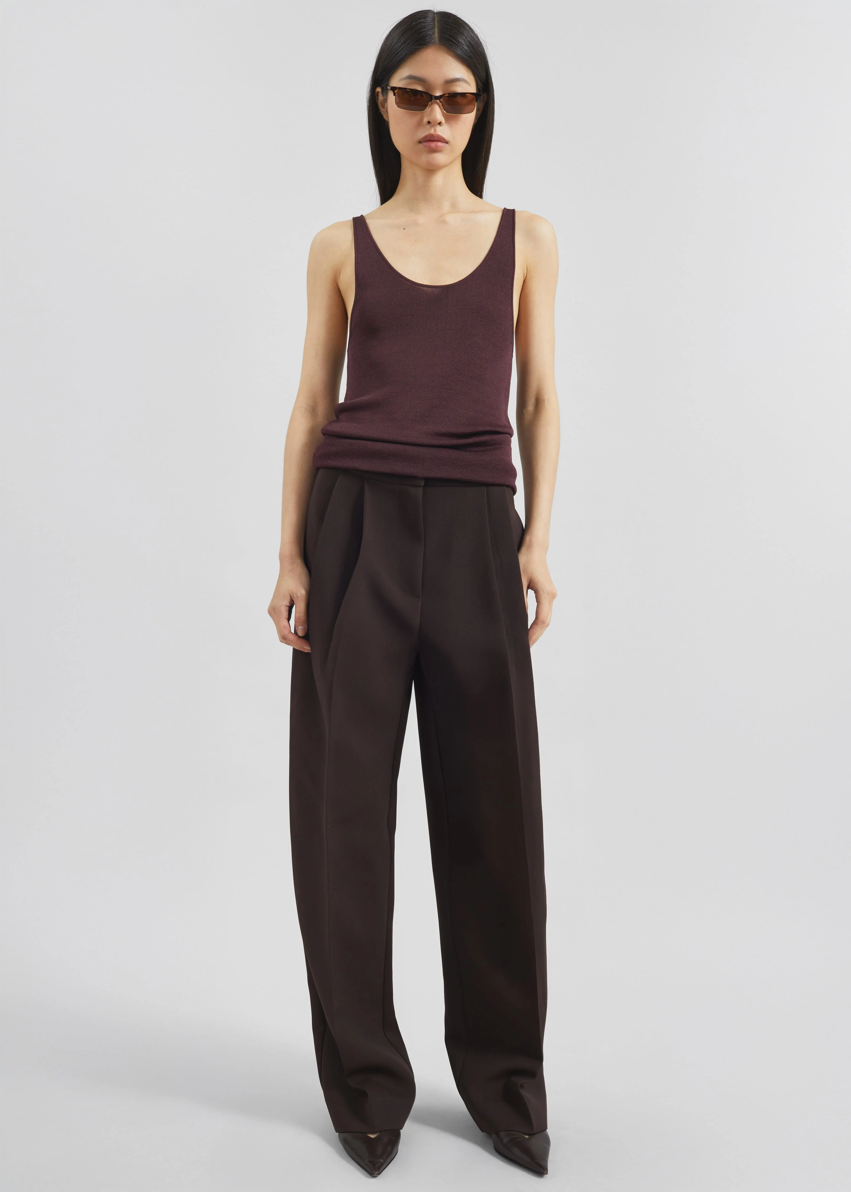 Doyer Pleated Trousers - Brown - Image 7