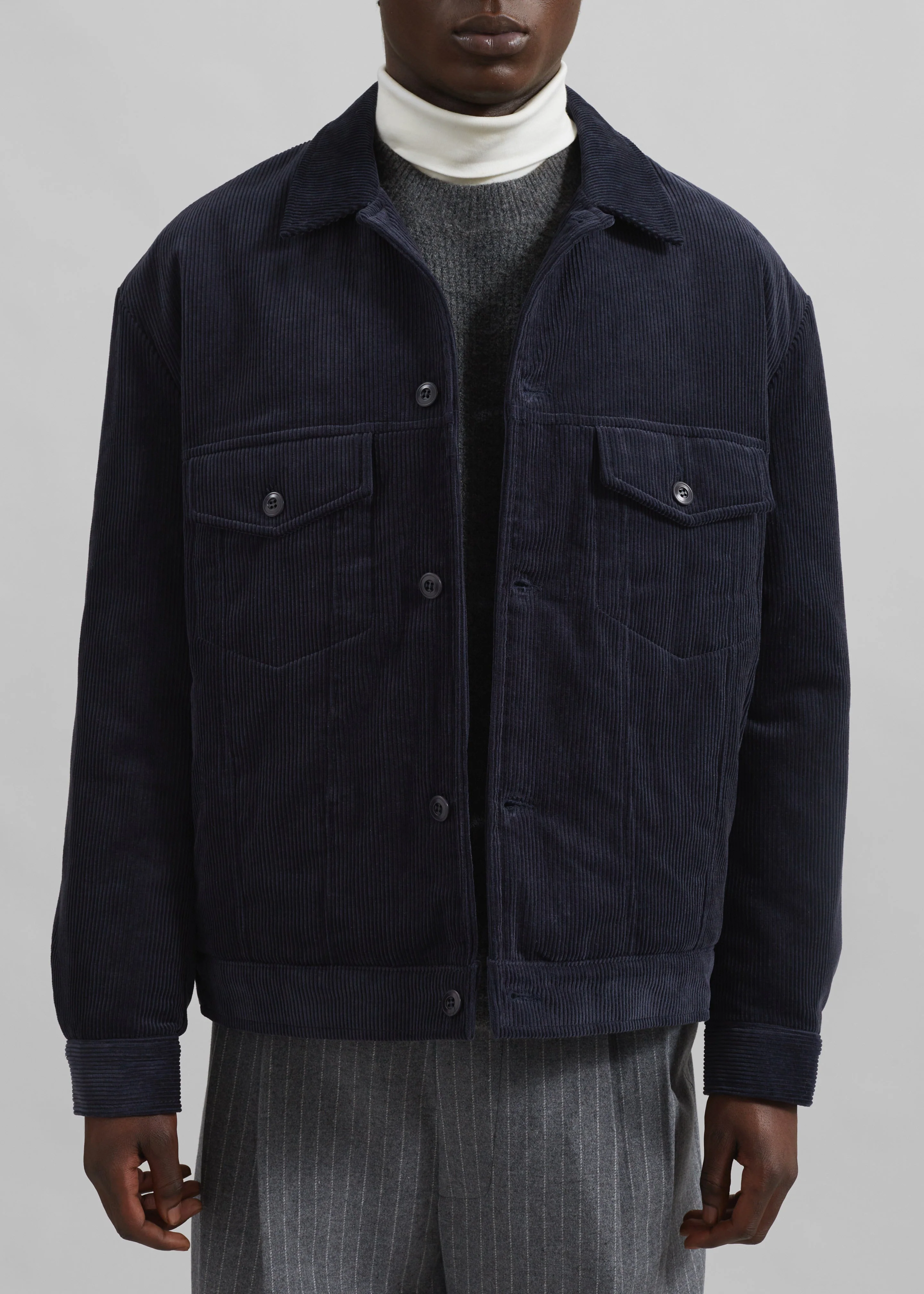 Dresden Quilted Corduroy Jacket - Navy - Image 2