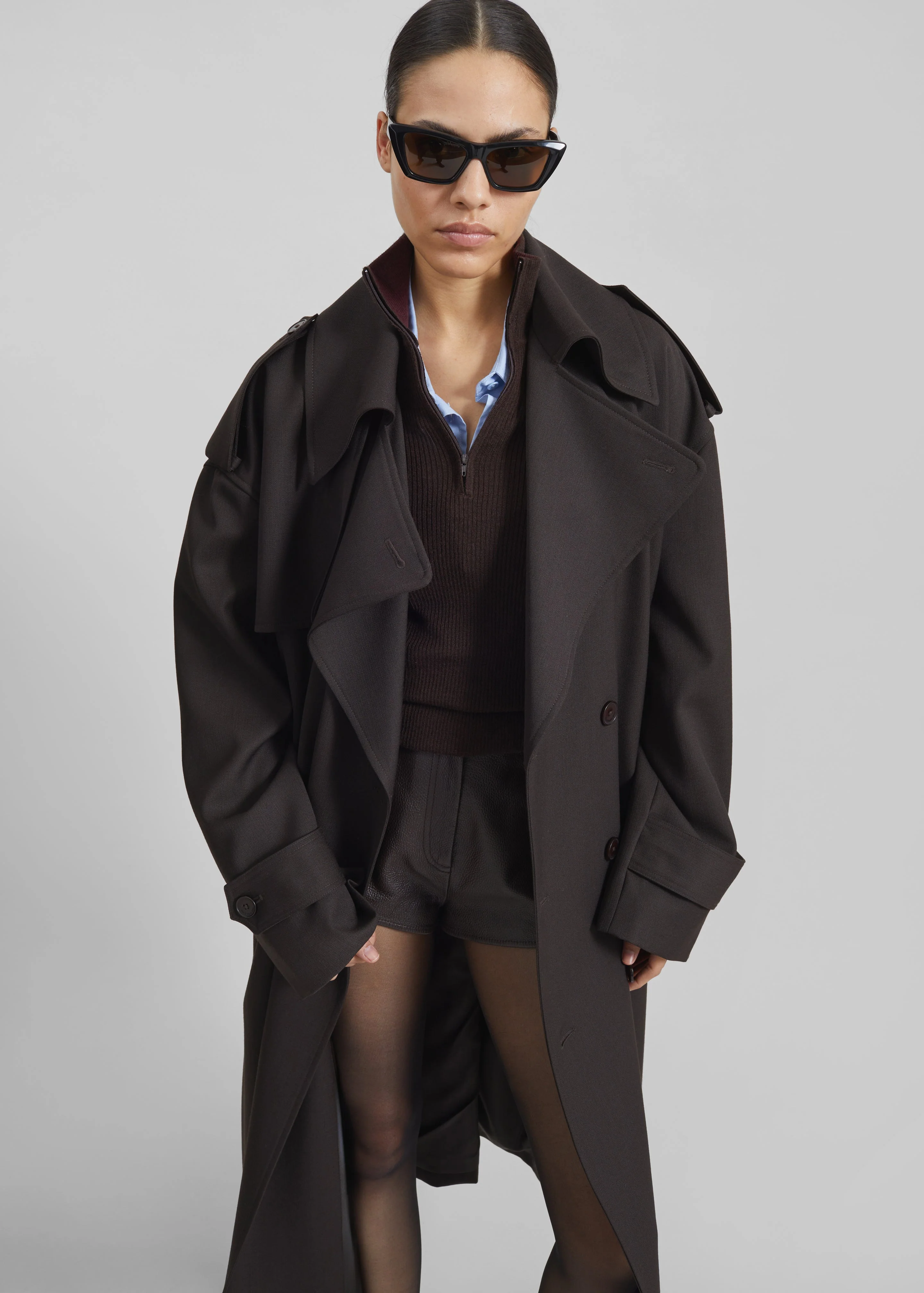 Dursley Tailored Trench Coat - Brown - Image 6