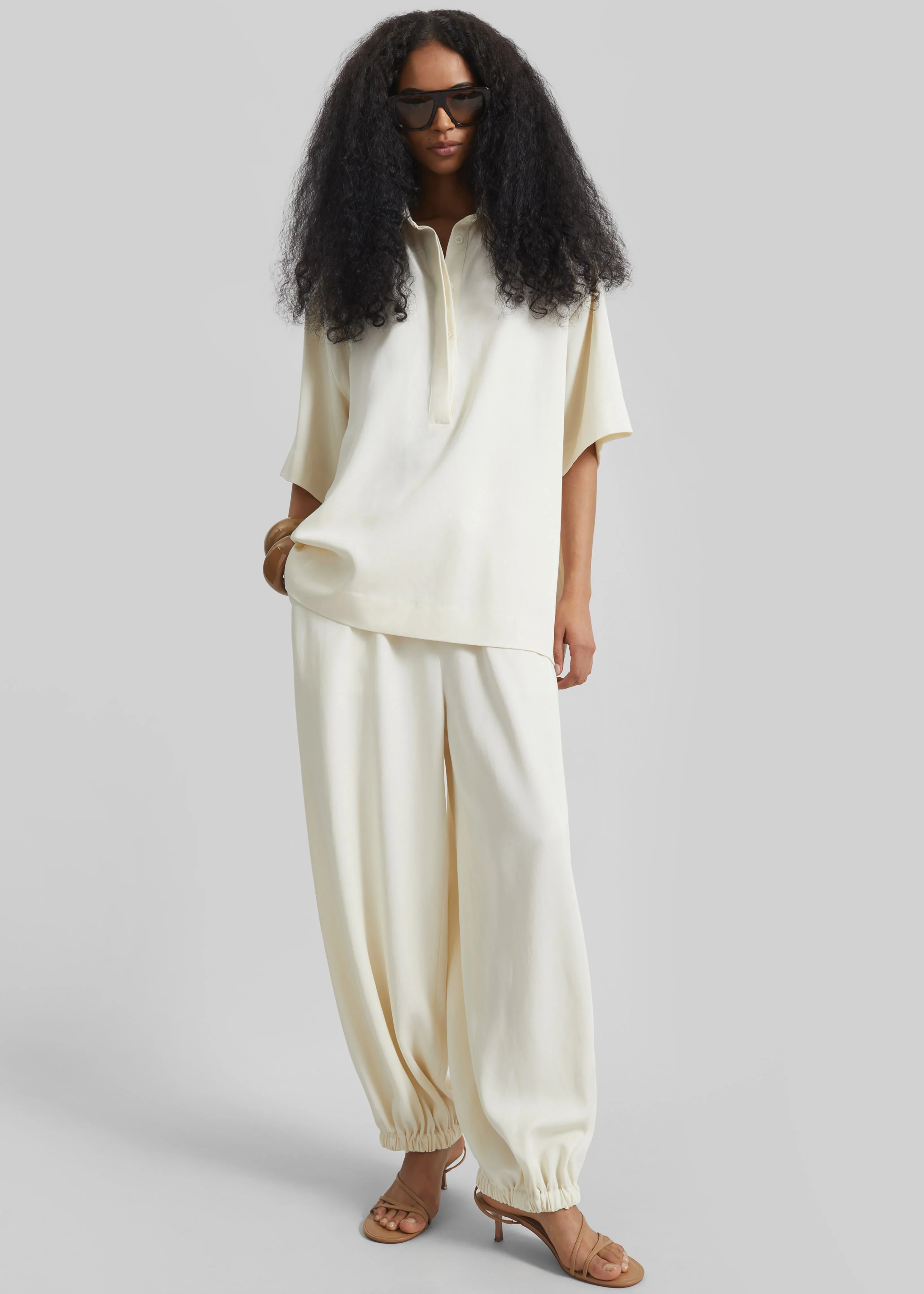 Eda Fluid Polo Shirt - Ivory - Image 2
