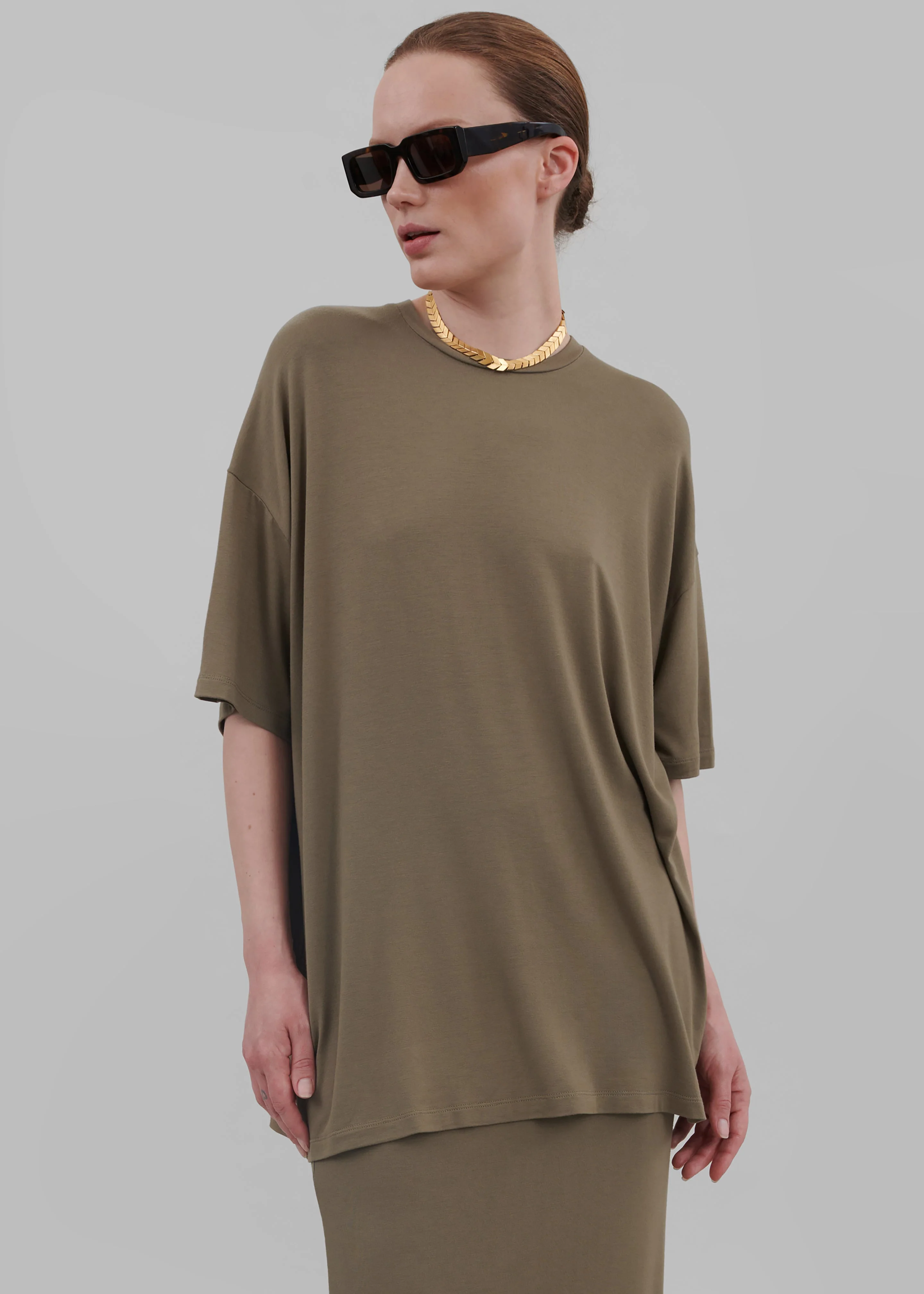 Ella Boxy Tee - Khaki Brown - Image 8