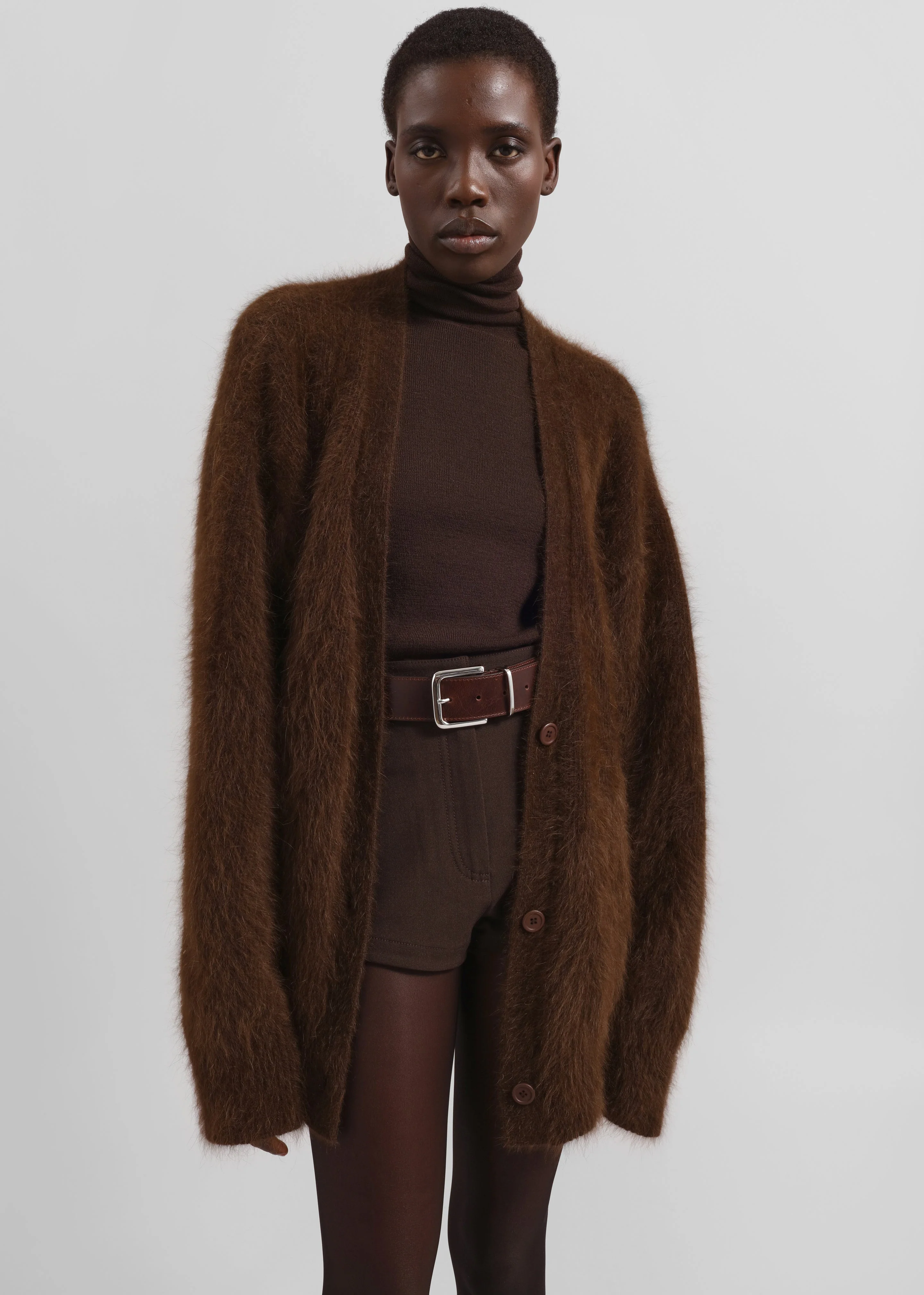 Elland Oversized Alpaca Cardigan - Olive Brown - Image 3