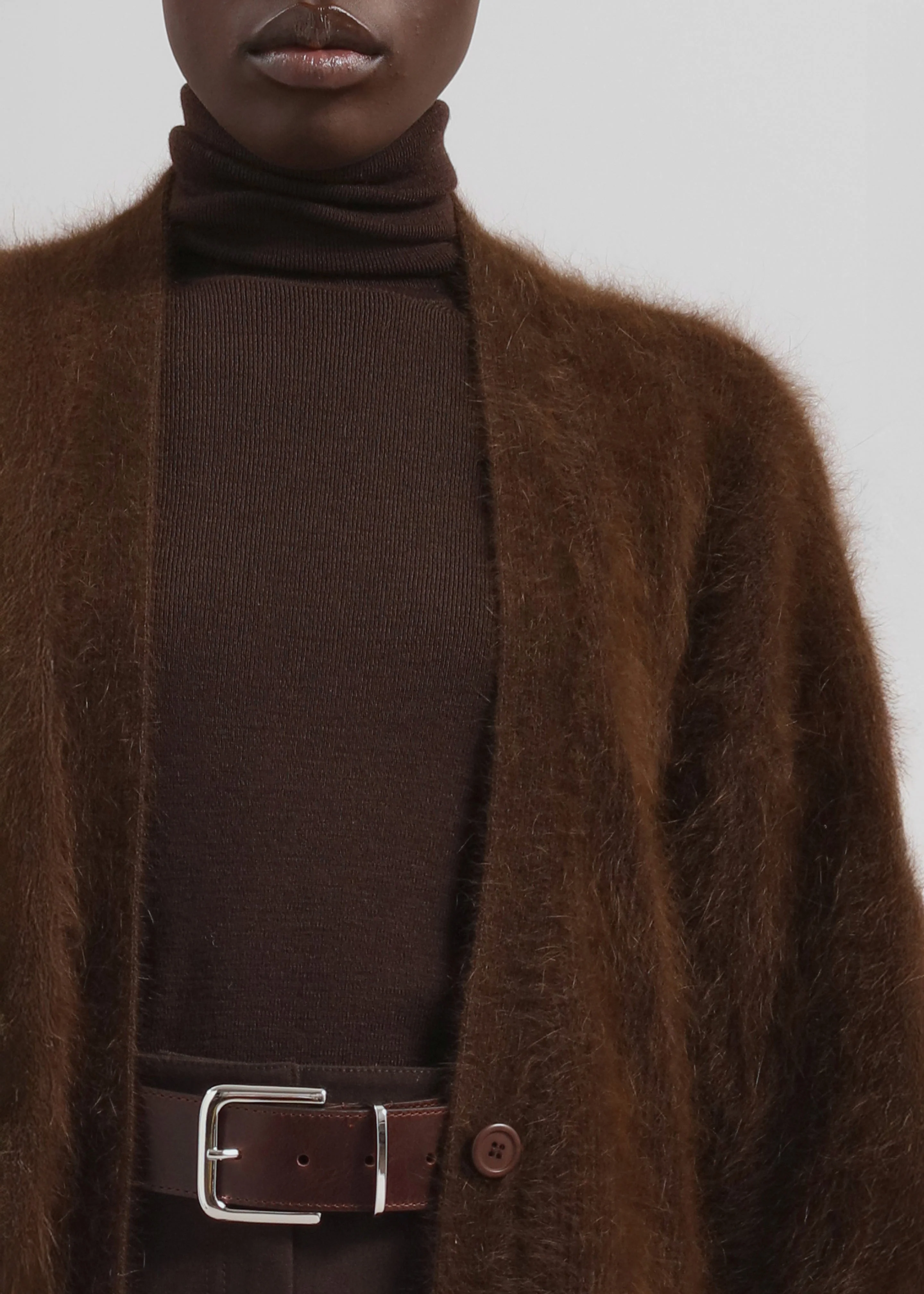 Elland Oversized Alpaca Cardigan - Olive Brown - Image 4
