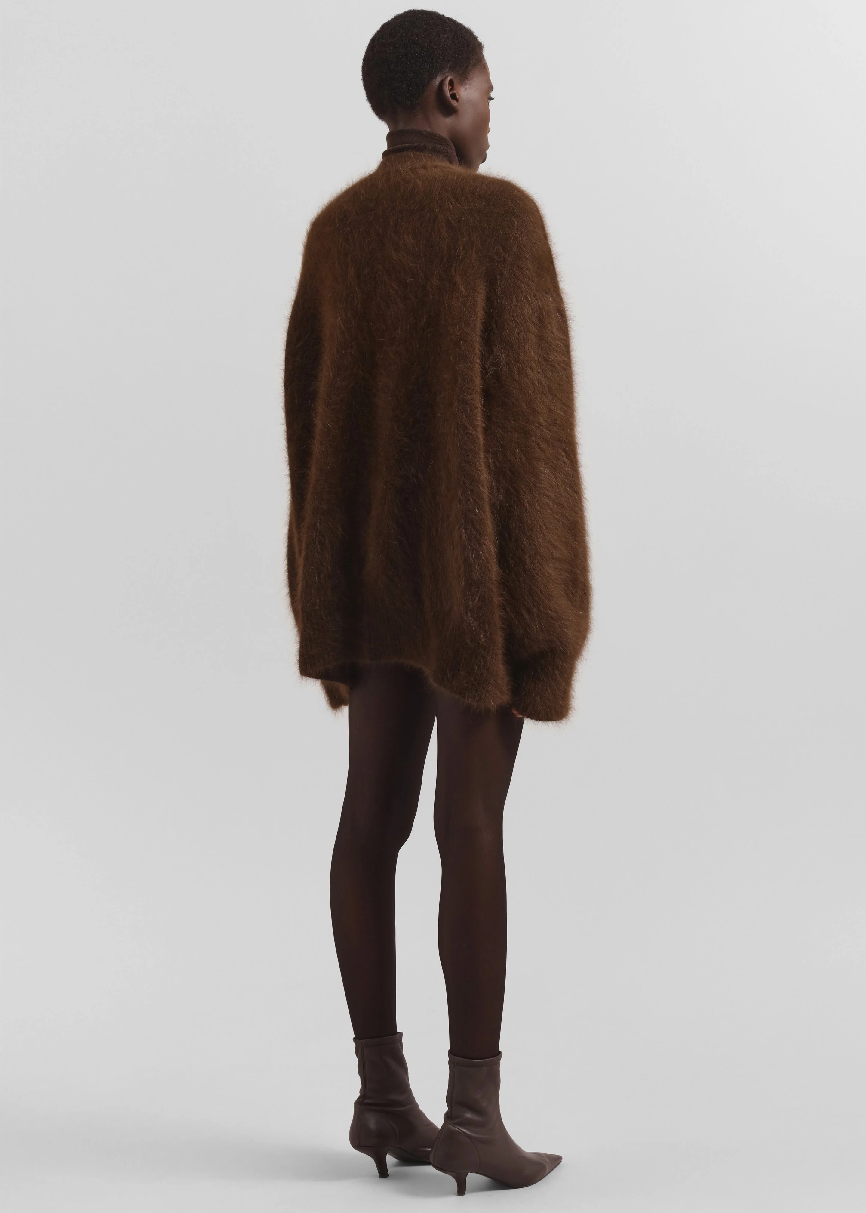 Elland Oversized Alpaca Cardigan - Olive Brown - Image 5