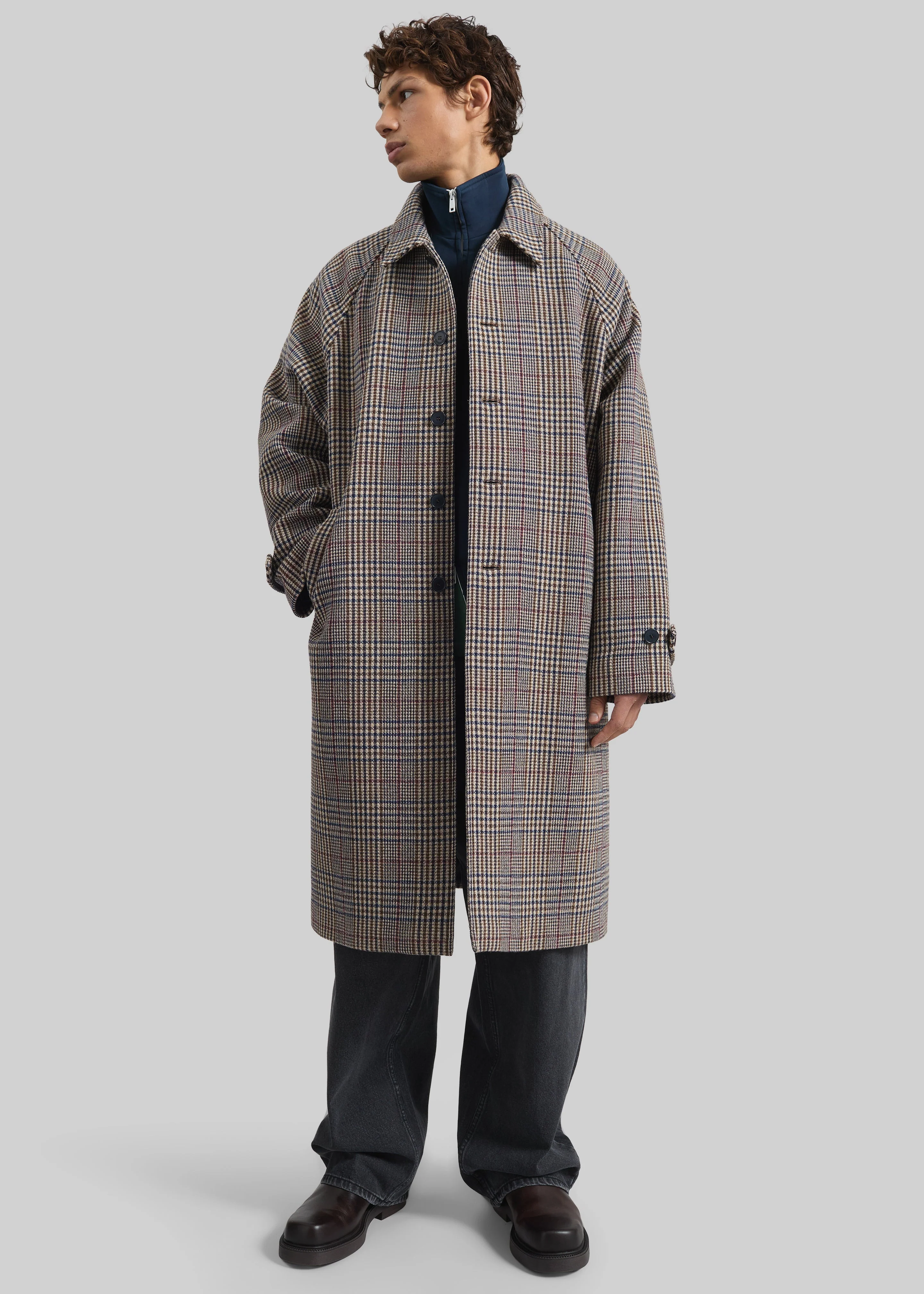 Emil Wool Trench - Beige Glen Plaid - Image 3