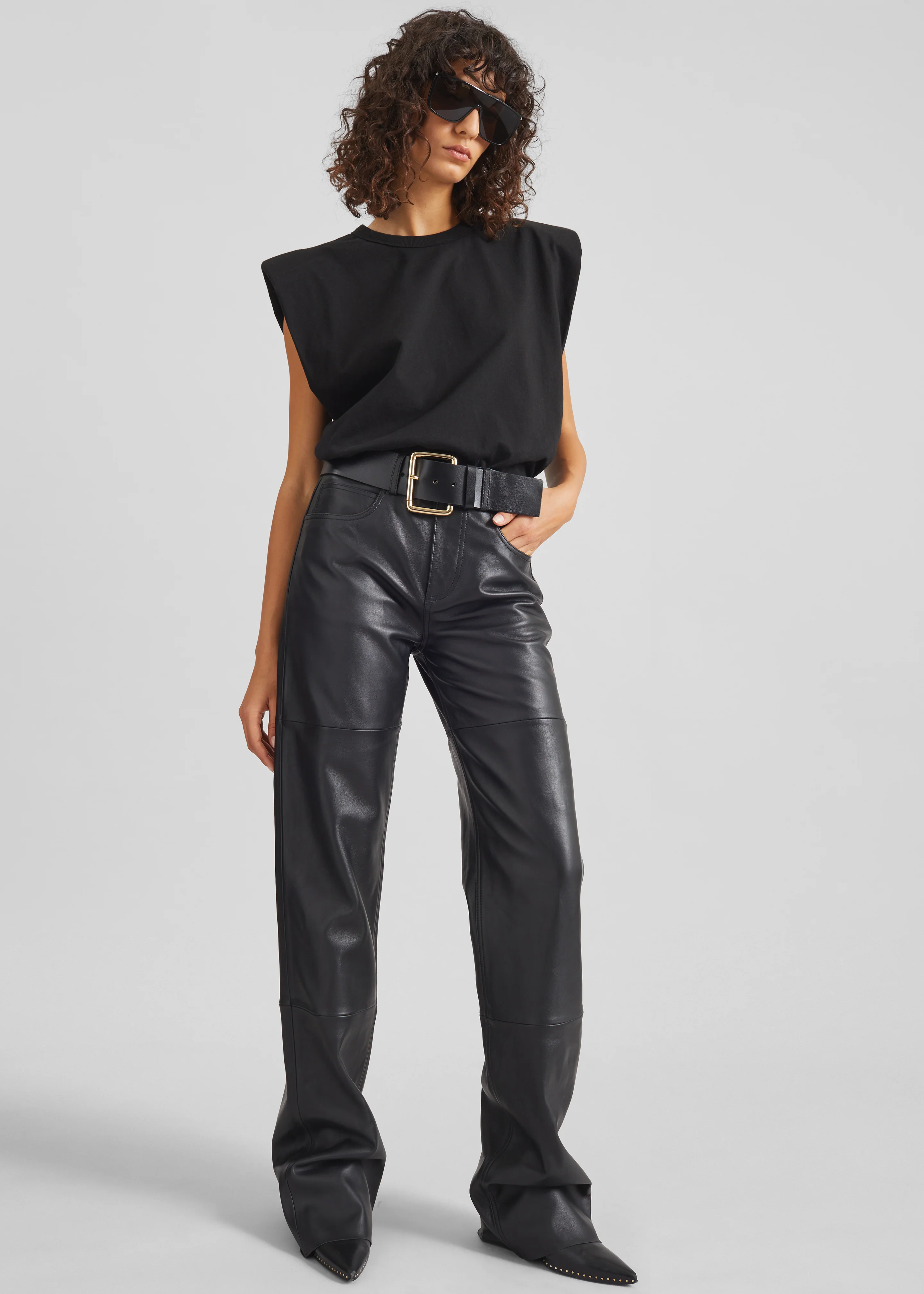 Eva Padded Shoulder Muscle T-Shirt - Black - Image 4