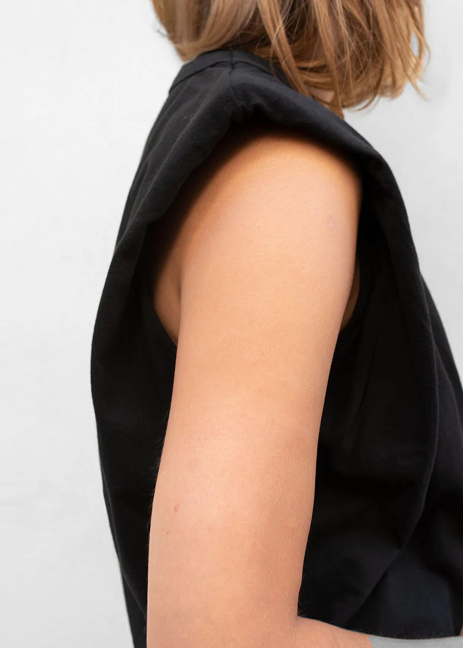 Eva Padded Shoulder Muscle T-Shirt - Black - Image 6