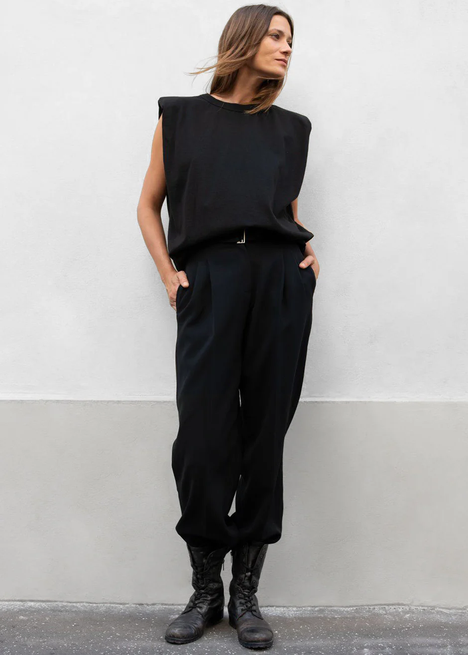 Eva Padded Shoulder Muscle T-Shirt - Black - Image 7