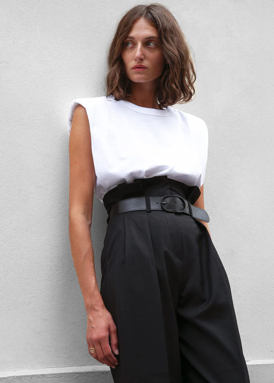 Eva Padded Shoulder Muscle T-Shirt - White - Image 3