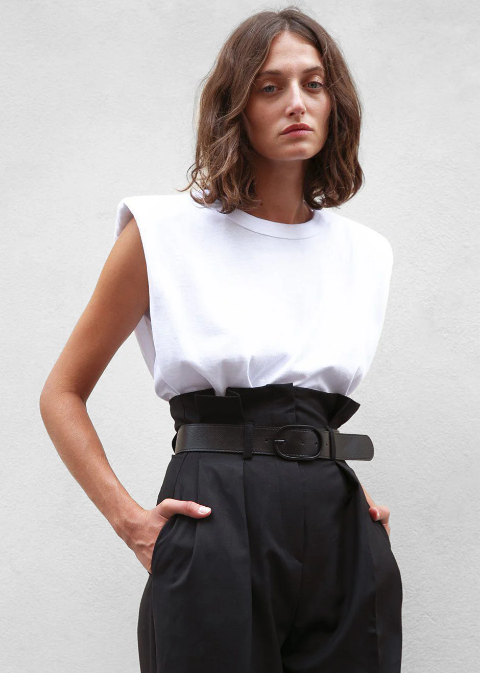 Eva Padded Shoulder Muscle T-Shirt - White - Image 4