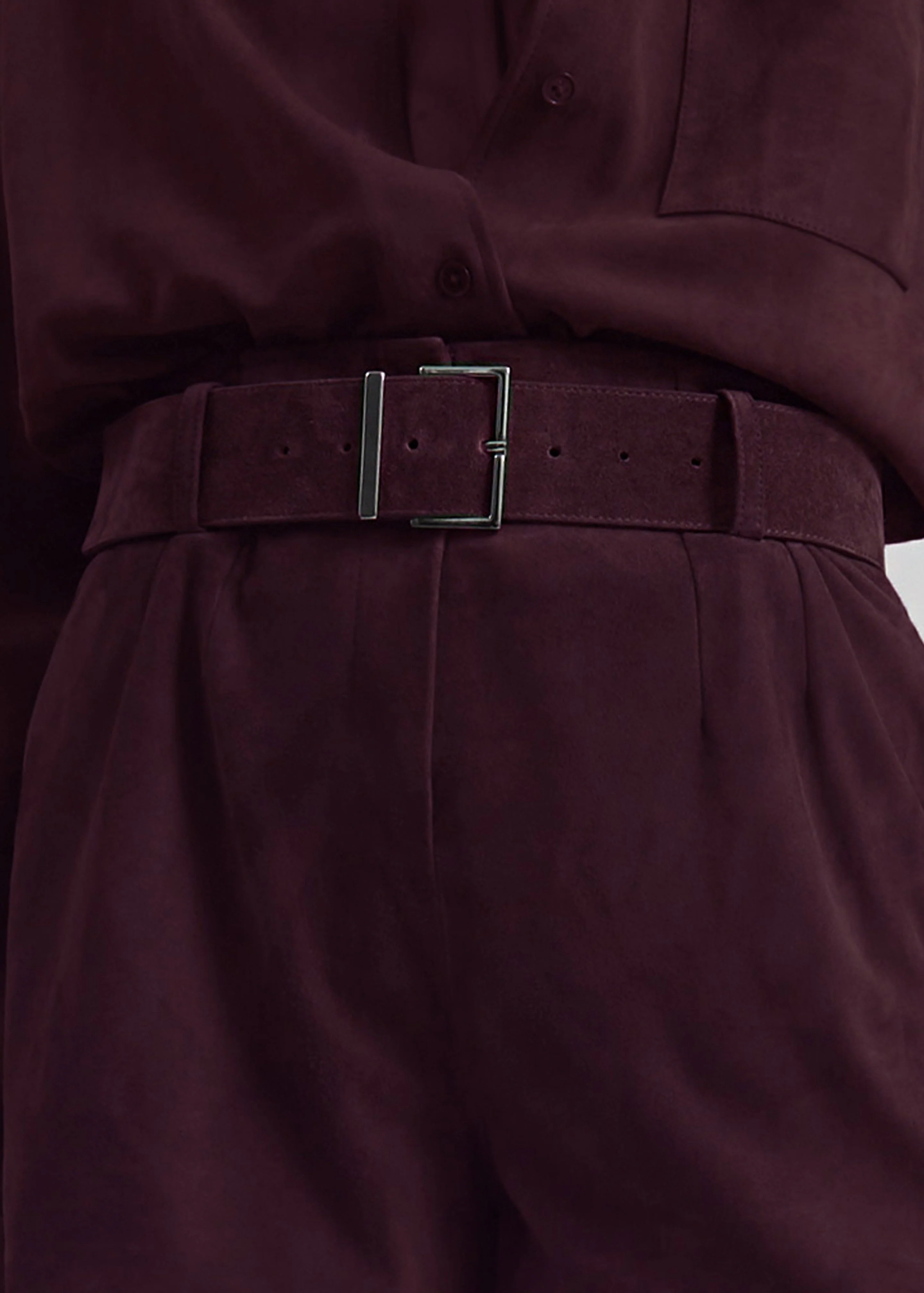 Evro Suede Leather Belt - Burgundy - Image 3