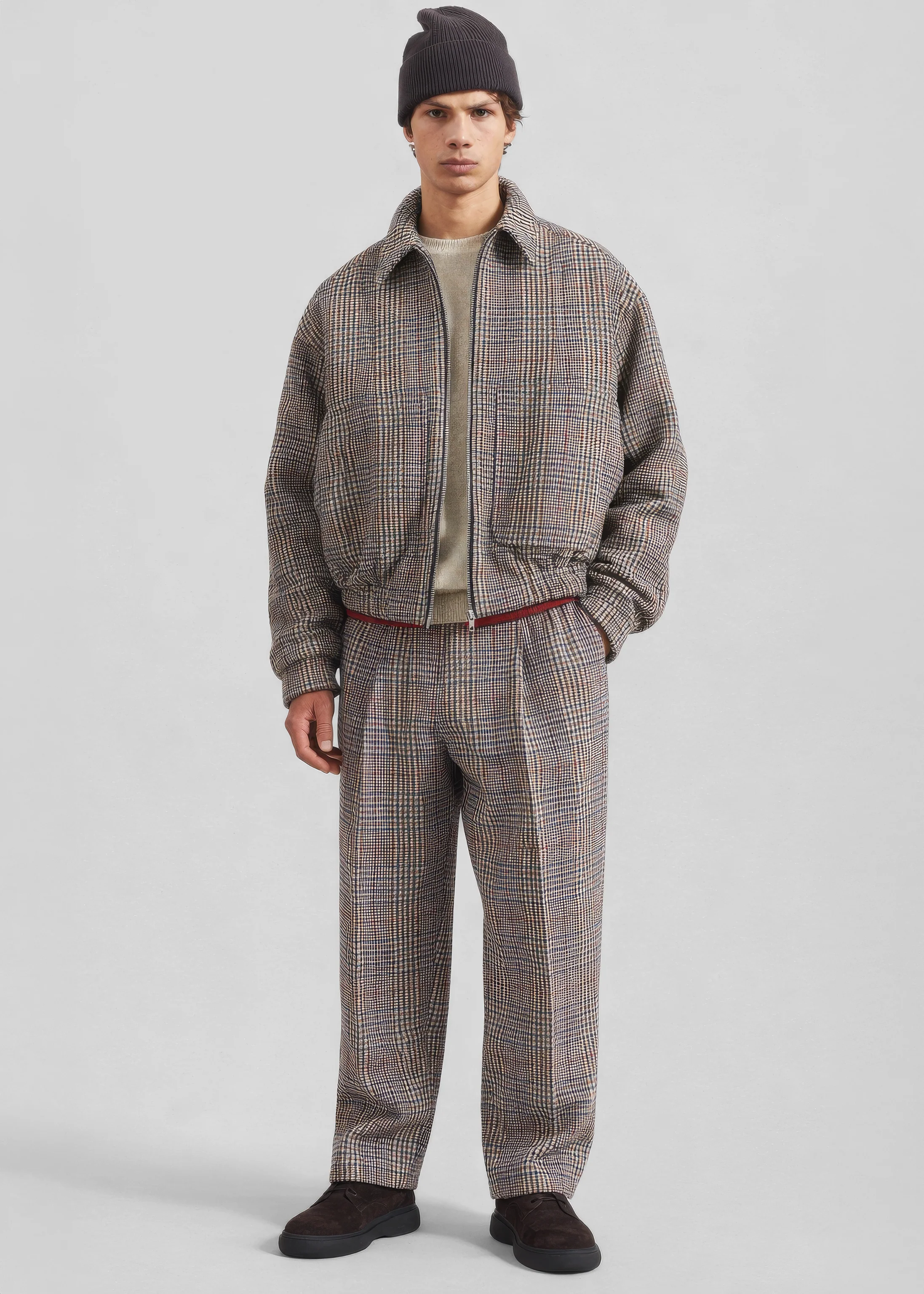 Felix Wool Trousers - Beige Glen Plaid - Image 10