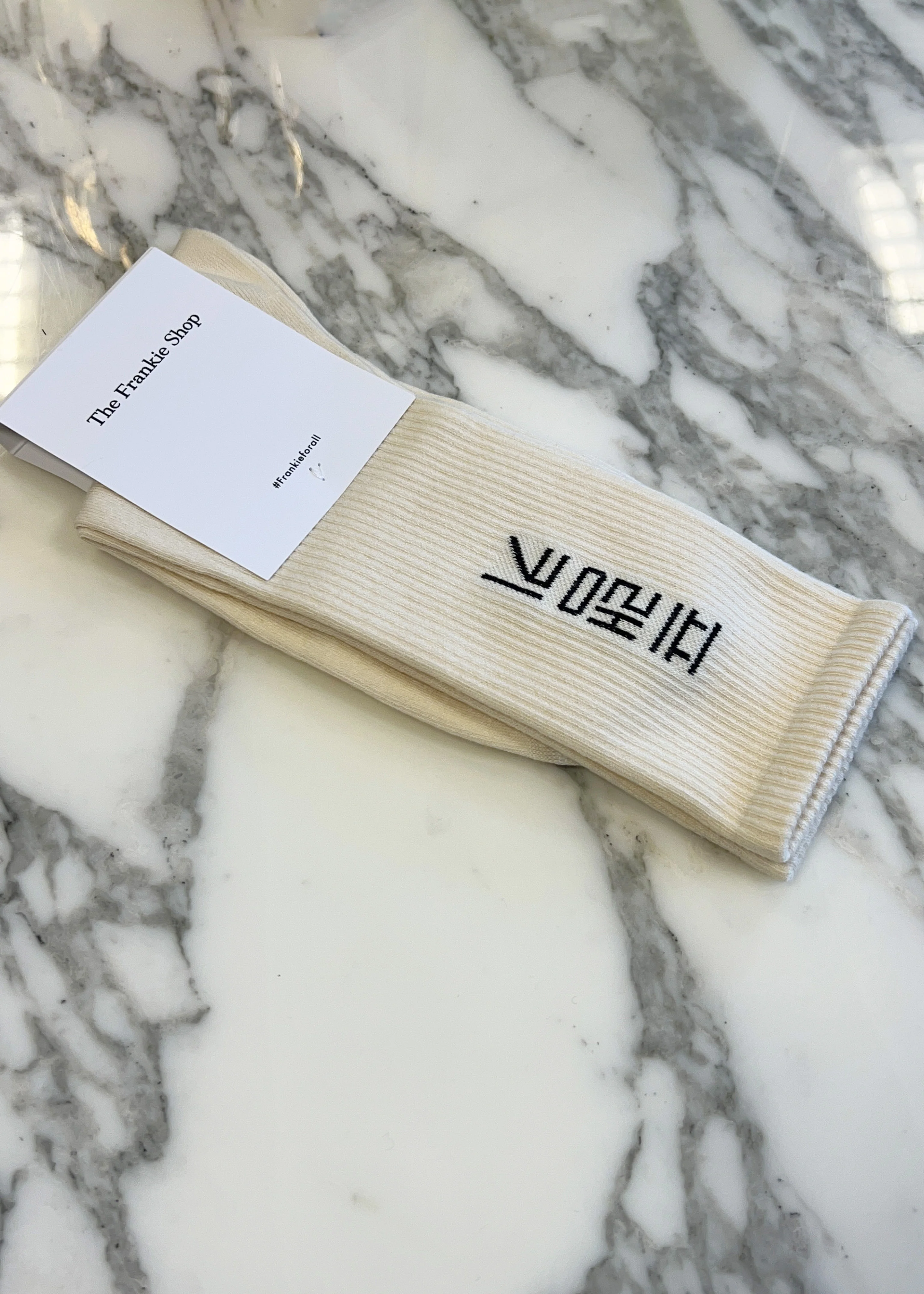 Frankie in Korean Ribbed Socks - Vanilla - Image 4
