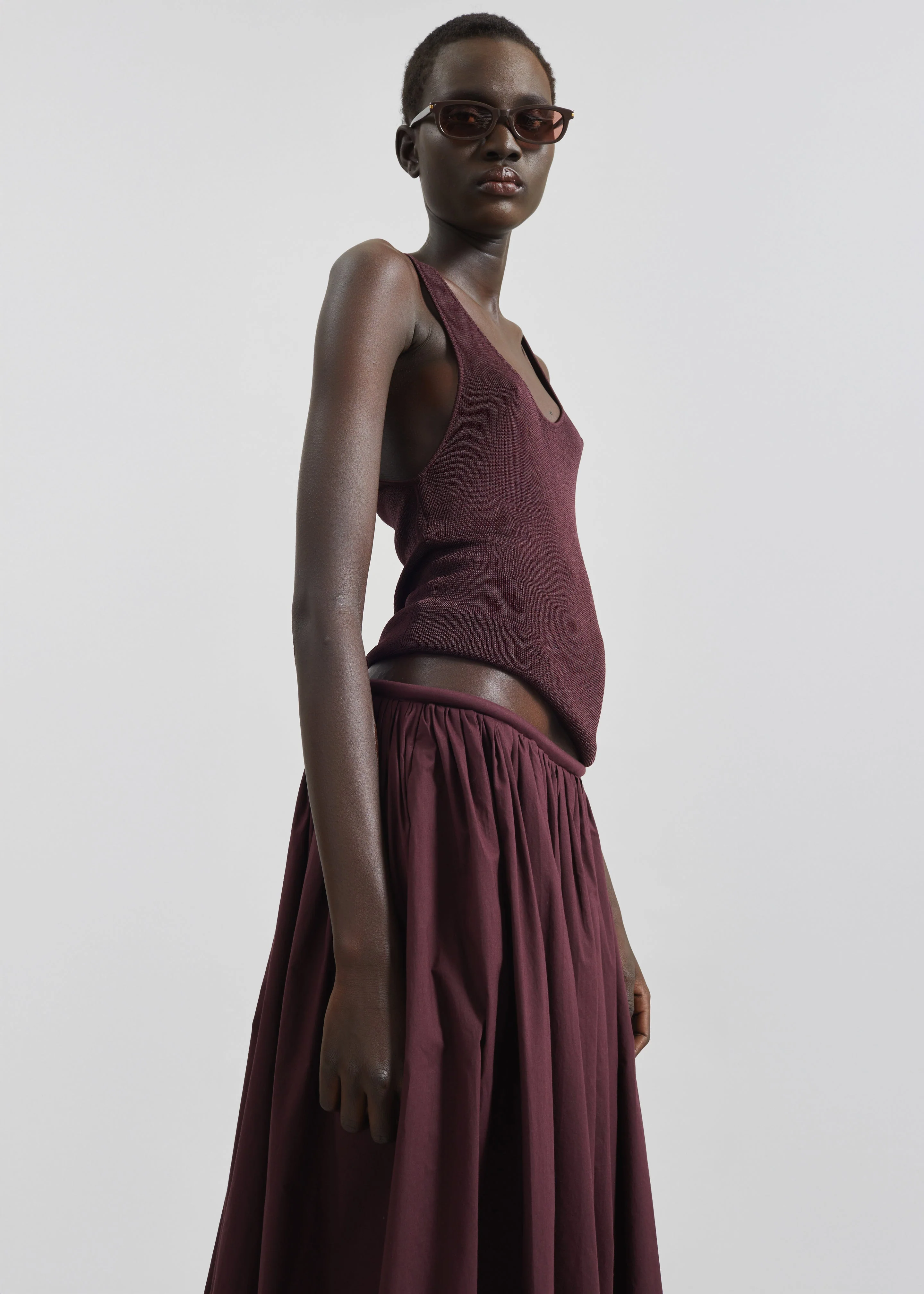 Gaeta Wide Corded Waistband Culottes - Burgundy - Image 3