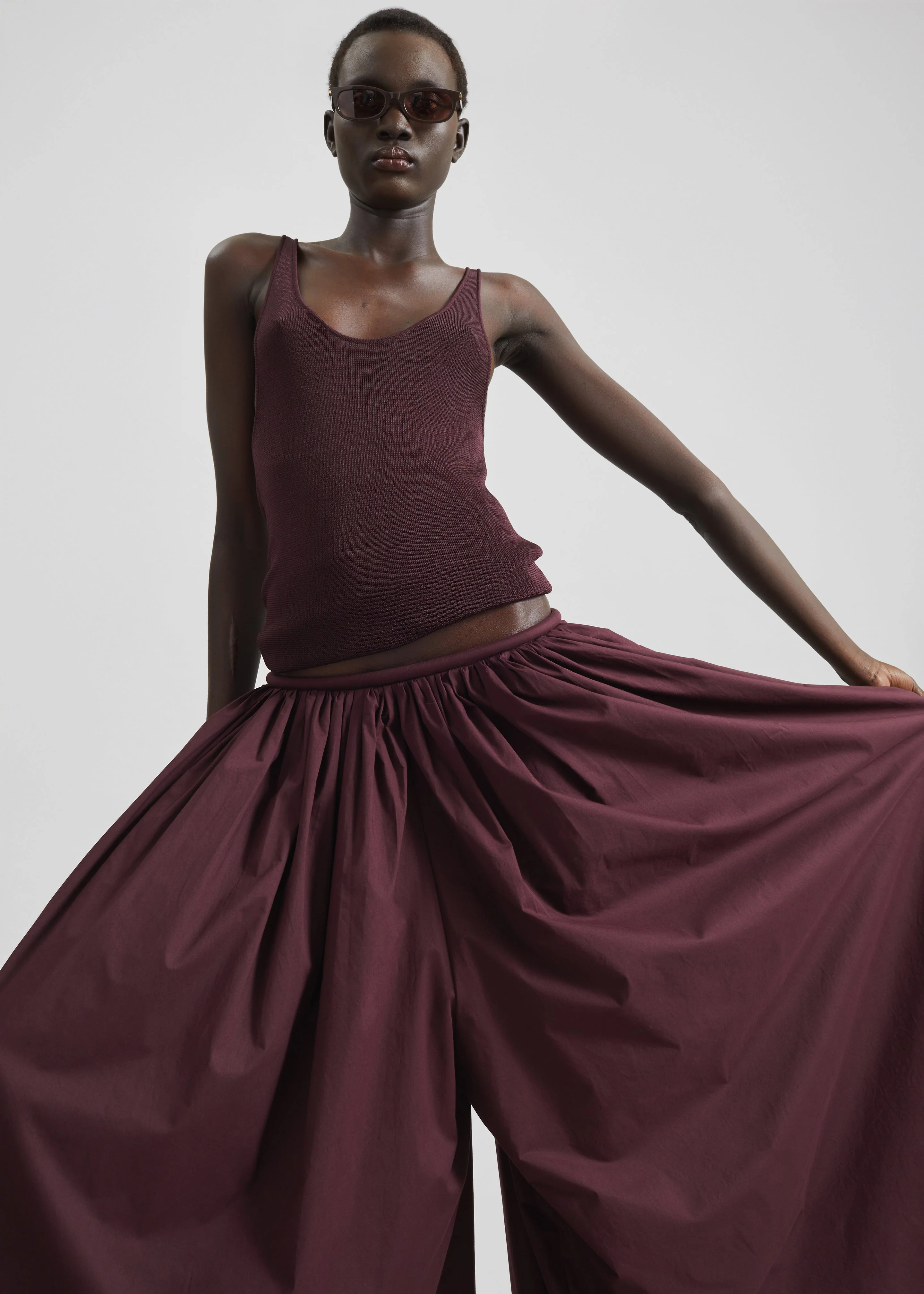 Gaeta Wide Corded Waistband Culottes - Burgundy - Image 5