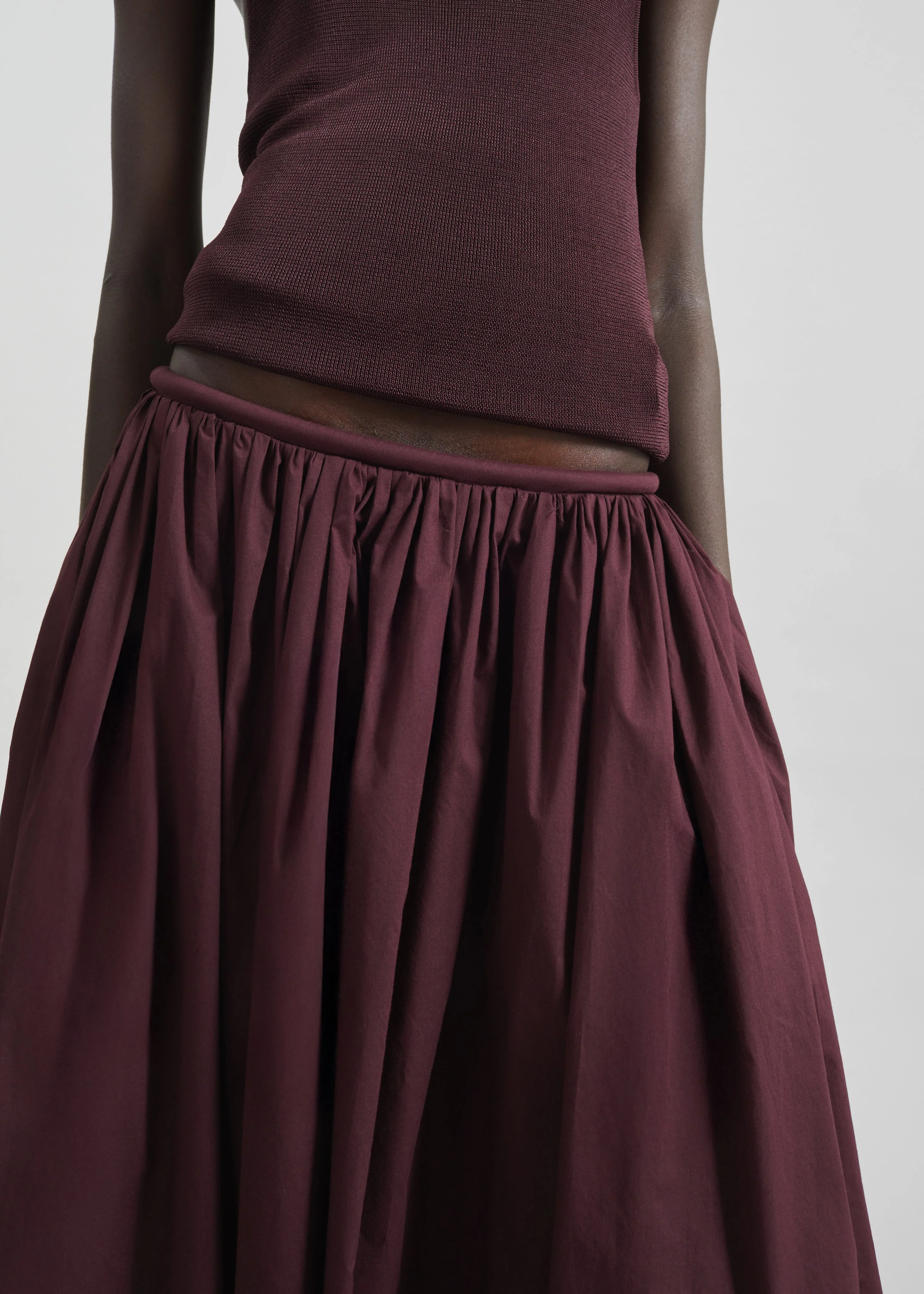 Gaeta Wide Corded Waistband Culottes - Burgundy - Image 6