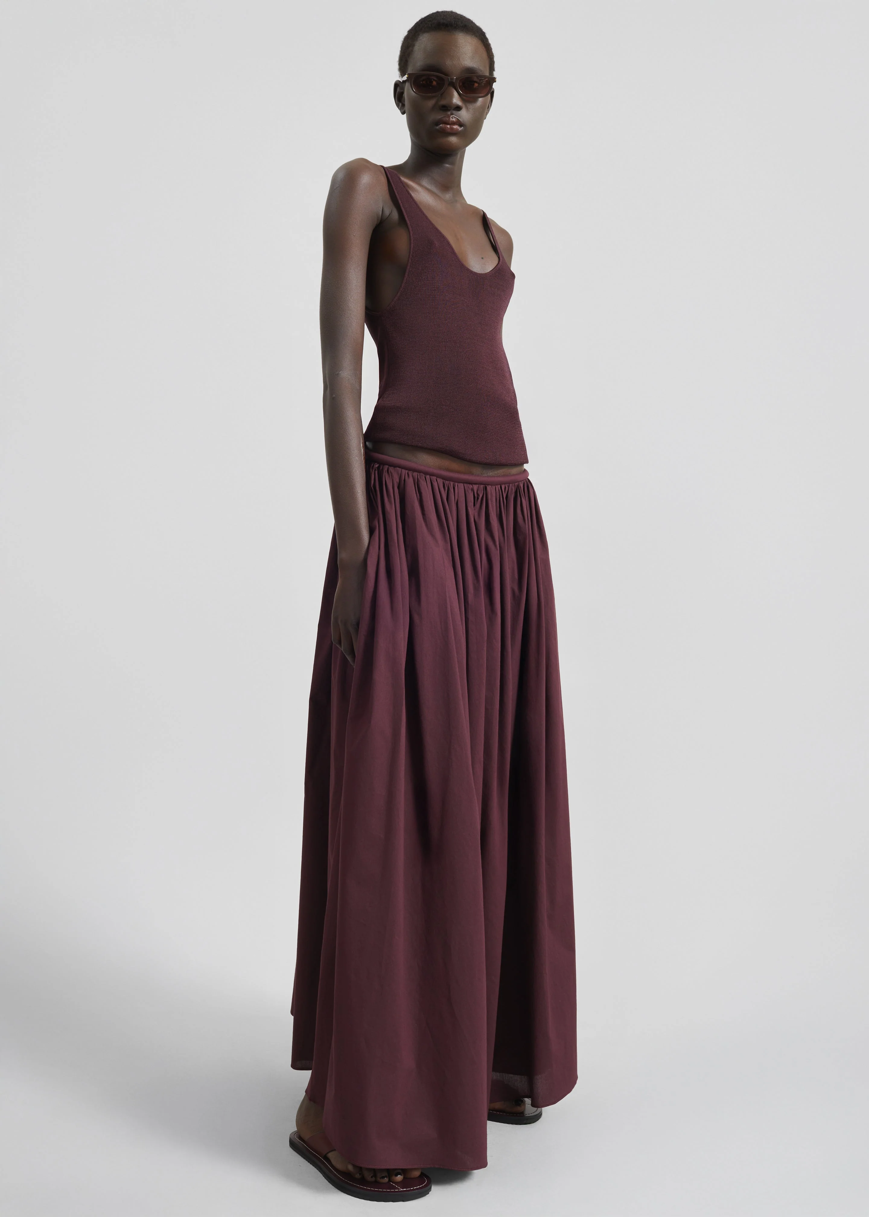 Gaeta Wide Corded Waistband Culottes - Burgundy - Image 7