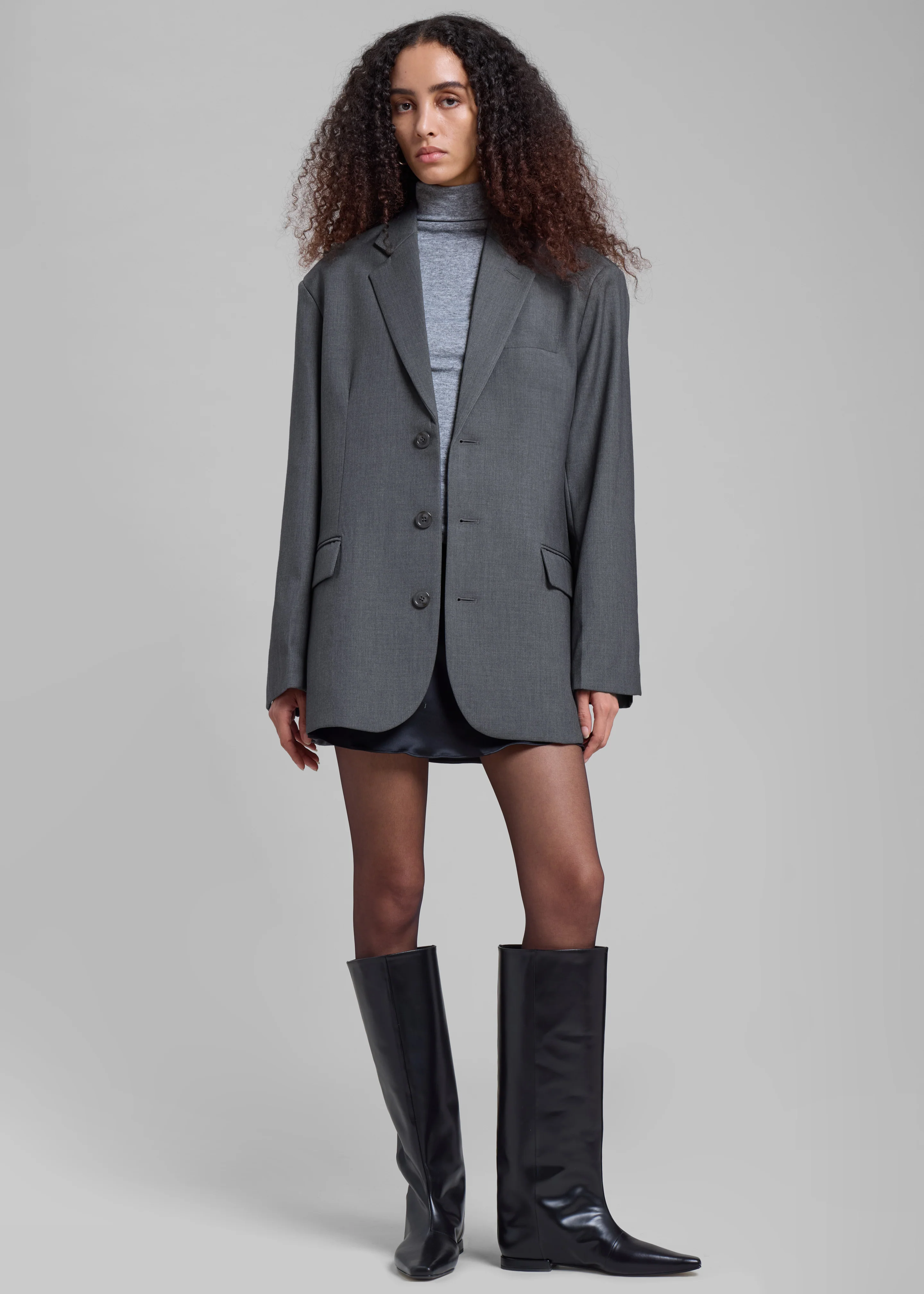 Gelso Oversized Blazer - Dark Grey Melange - Image 10