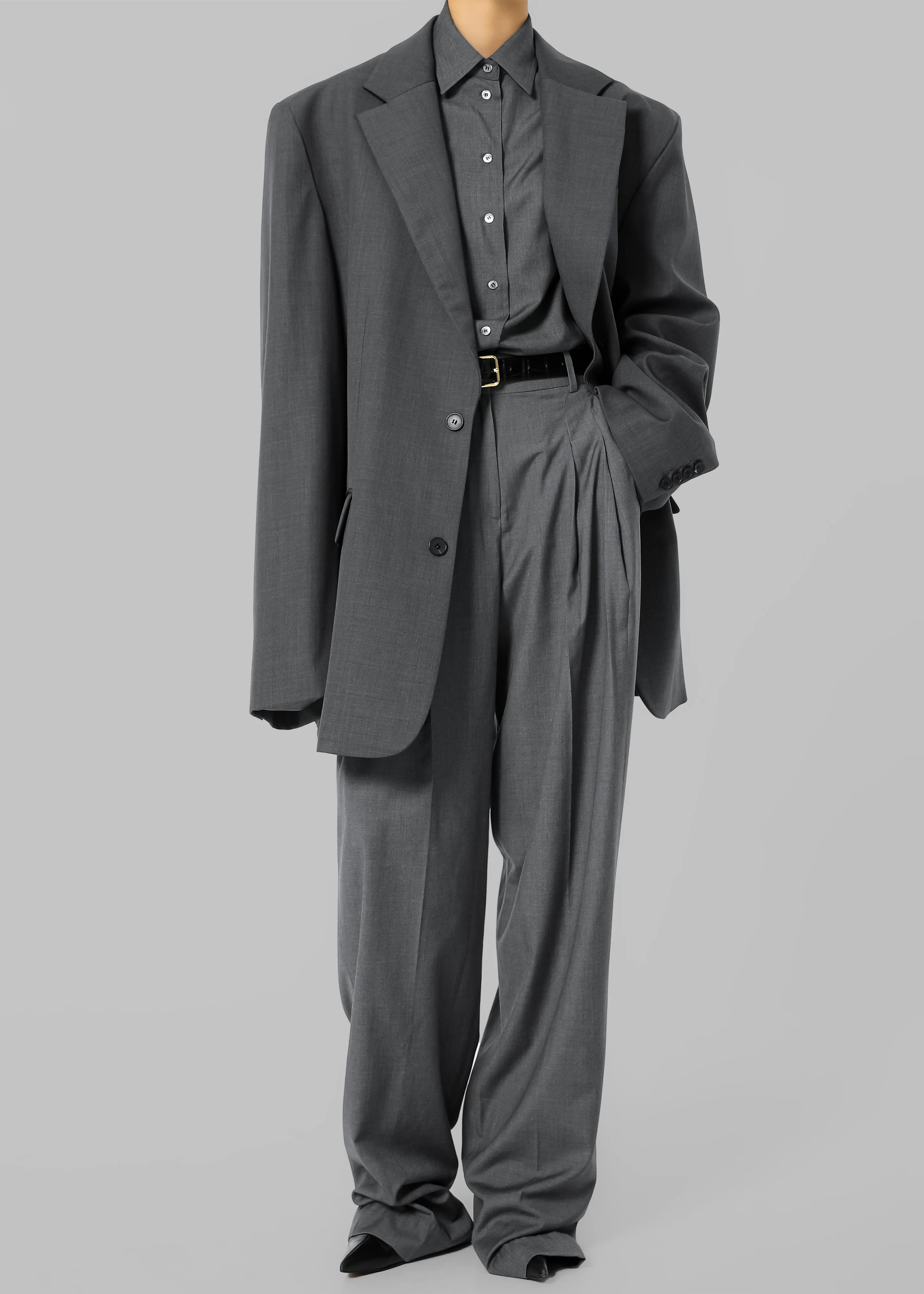 Gelso Oversized Blazer - Dark Grey Melange - Image 11