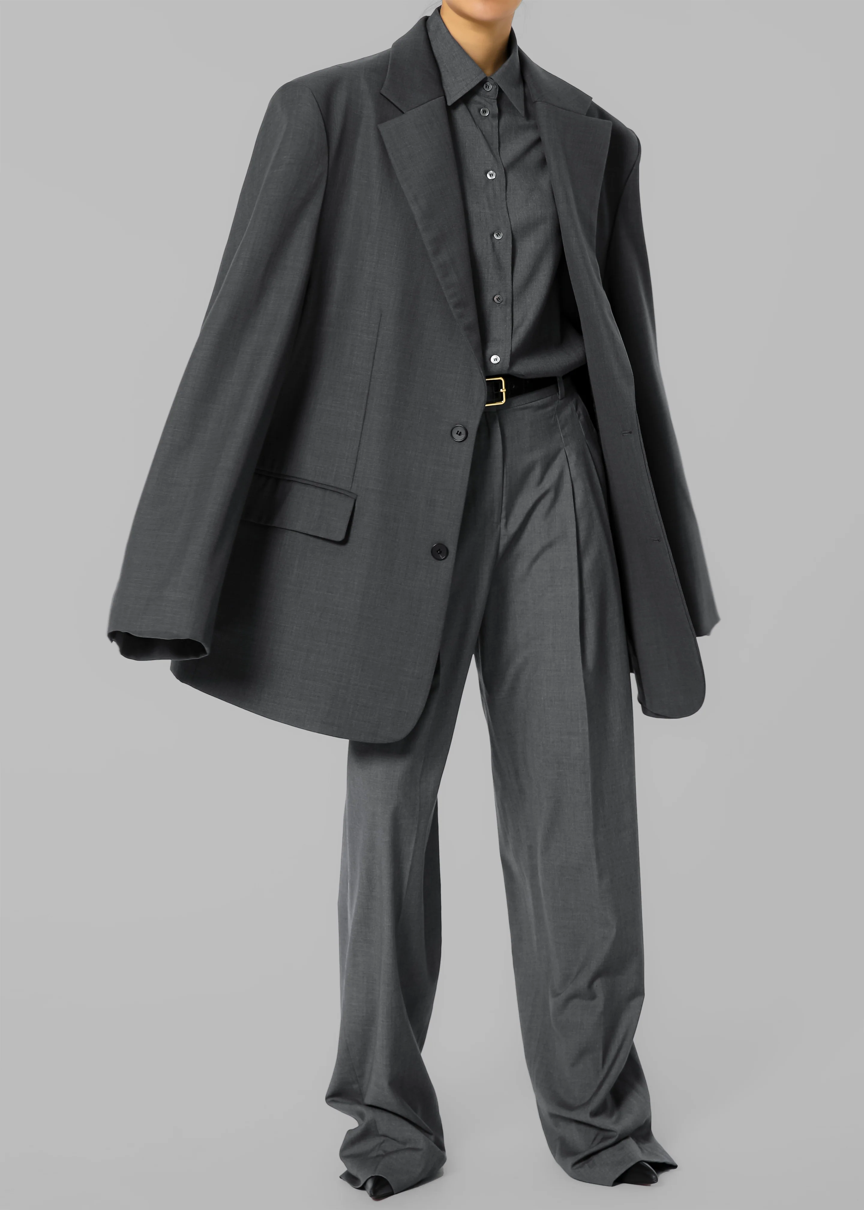Gelso Oversized Blazer - Dark Grey Melange - Image 7