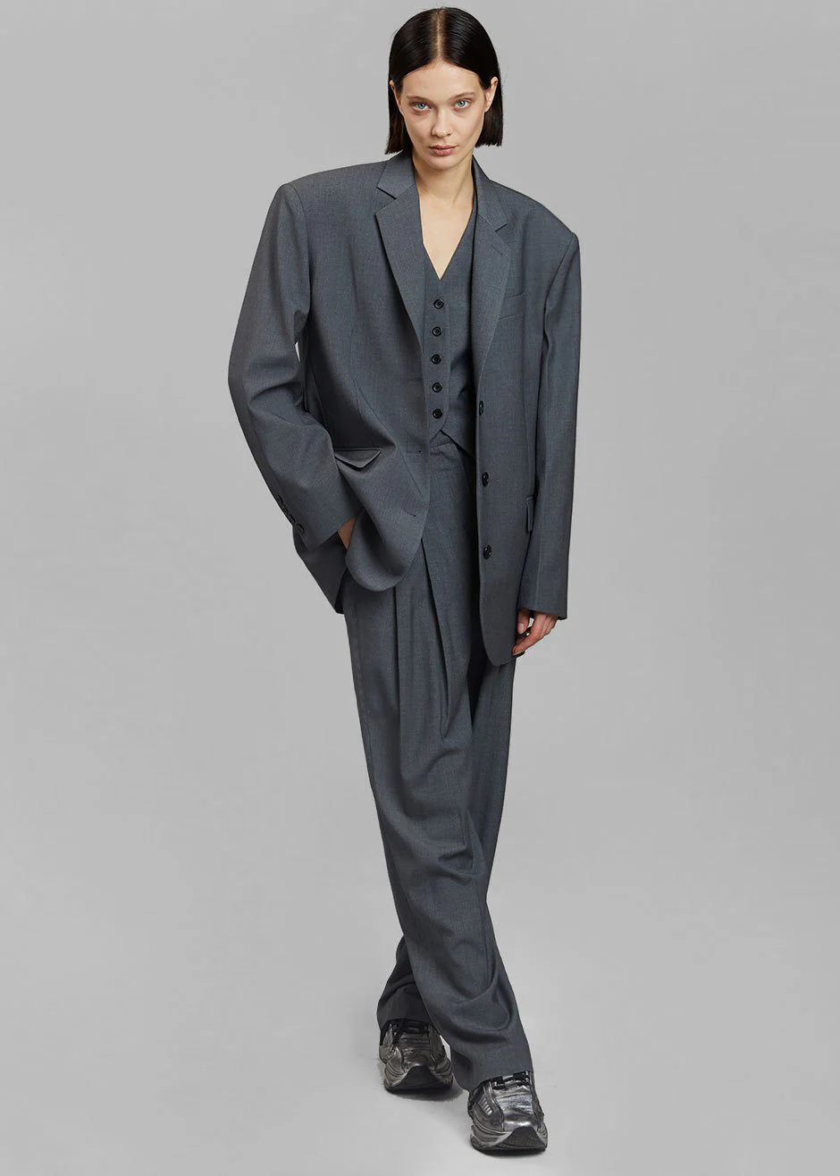 Gelso Oversized Blazer - Dark Grey Melange - Image 8