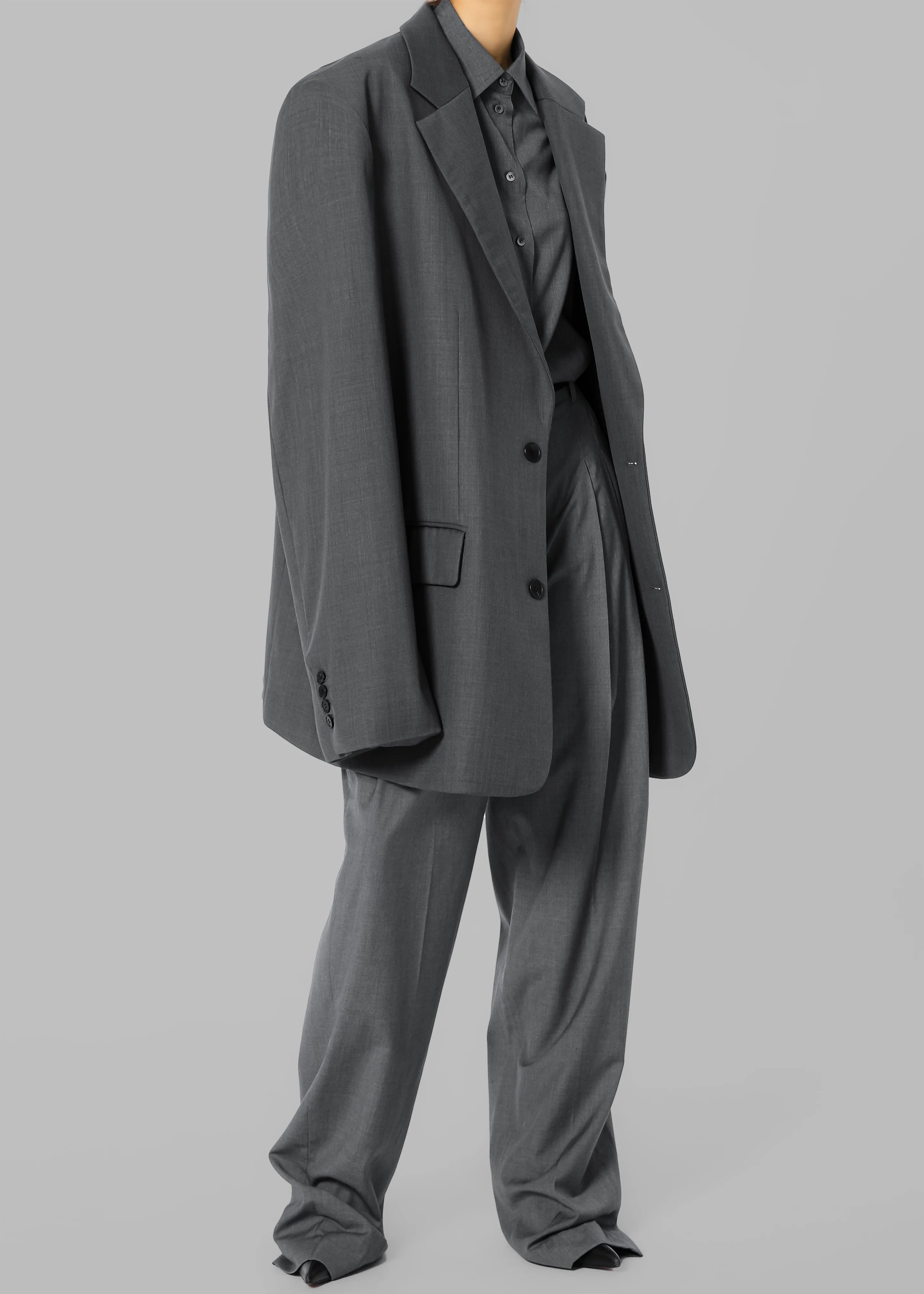 Gelso Oversized Blazer - Dark Grey Melange - Image 9