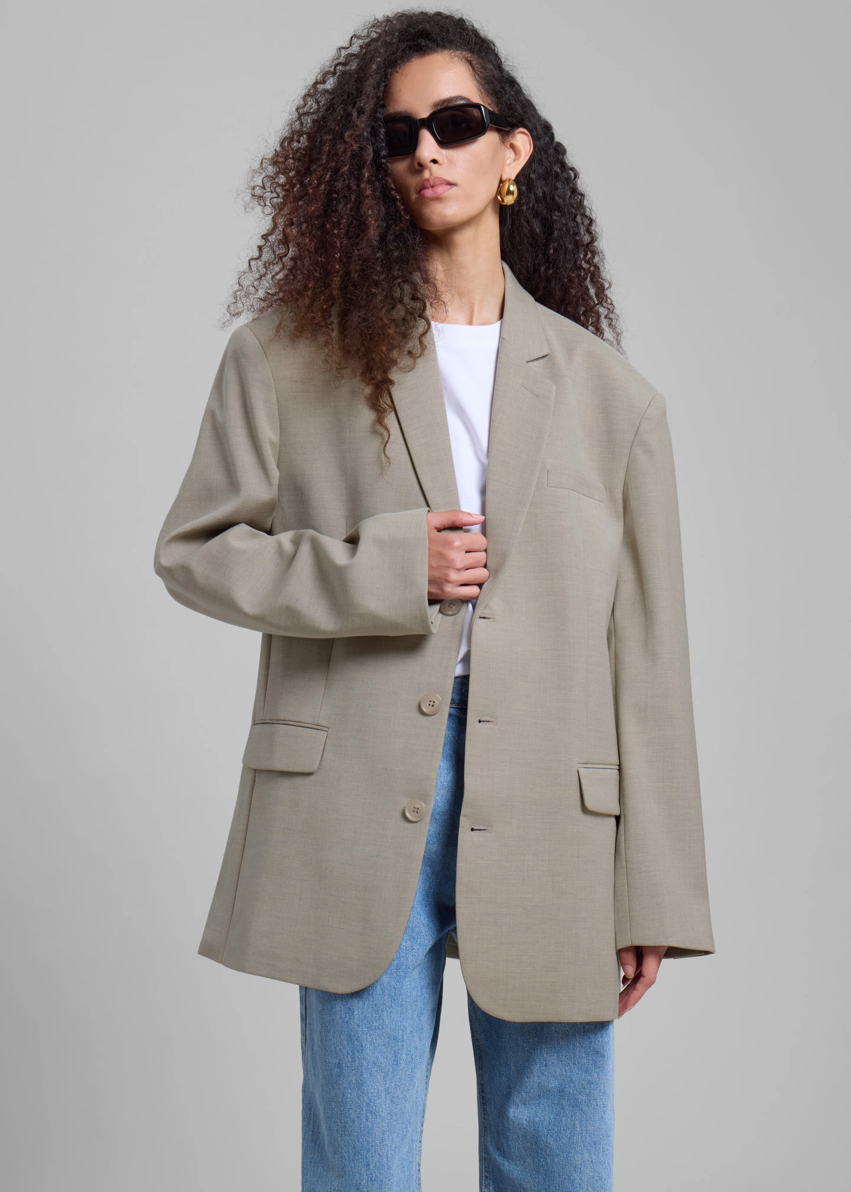 Gelso Oversized Blazer - Light Taupe Melange - Image 5