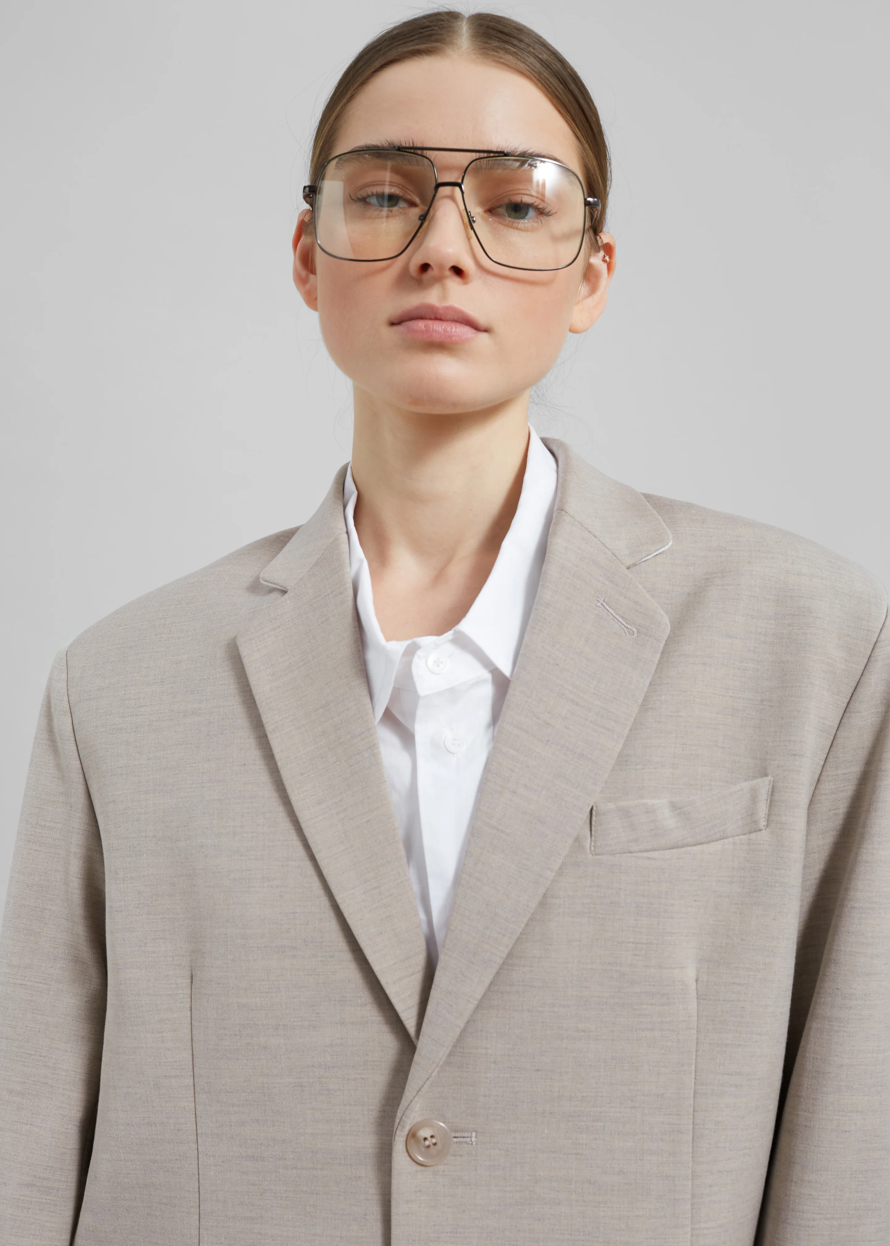 Gelso Oversized Blazer - Light Taupe Melange - Image 8