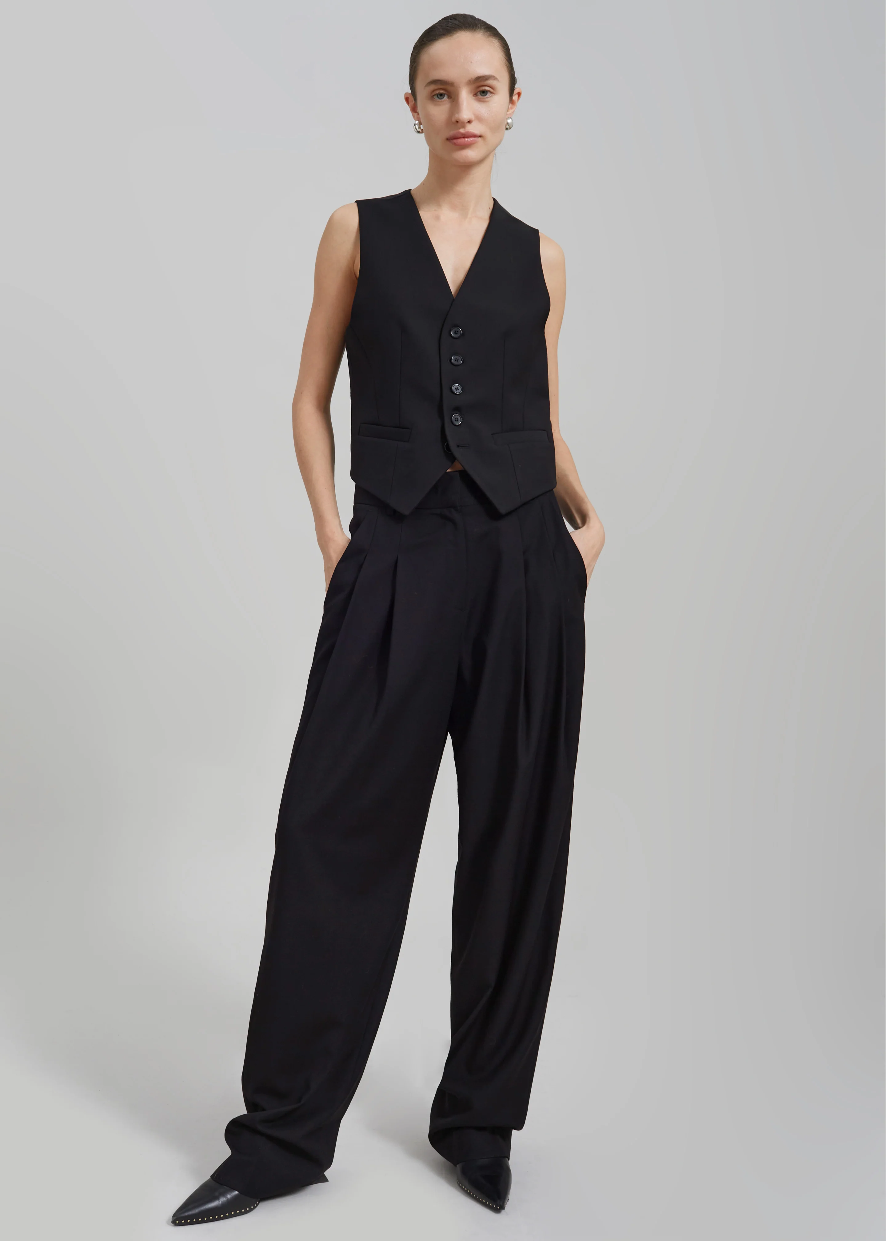 Gelso Pleated Trousers - Black - Image 12