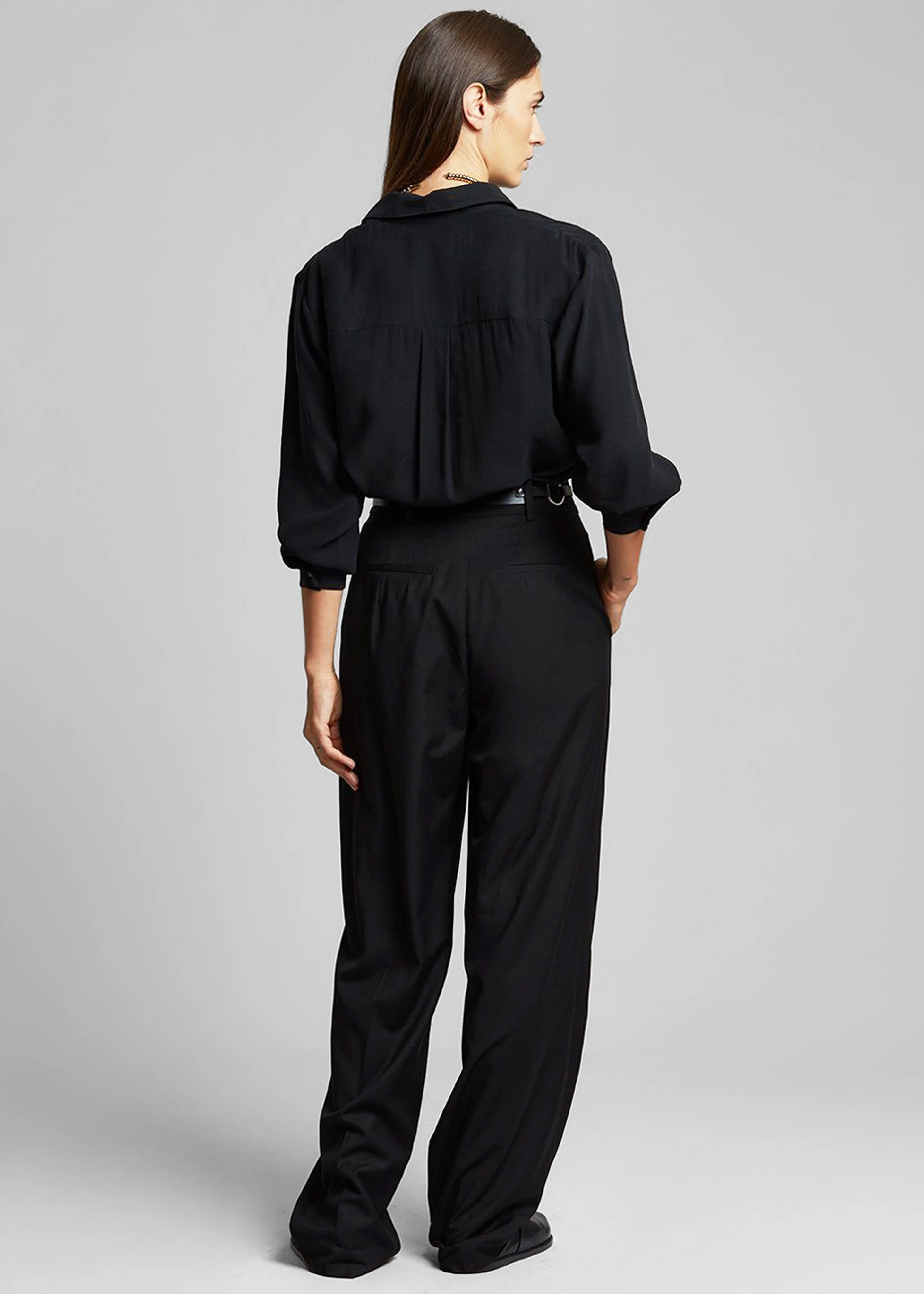 Gelso Pleated Trousers - Black - Image 13