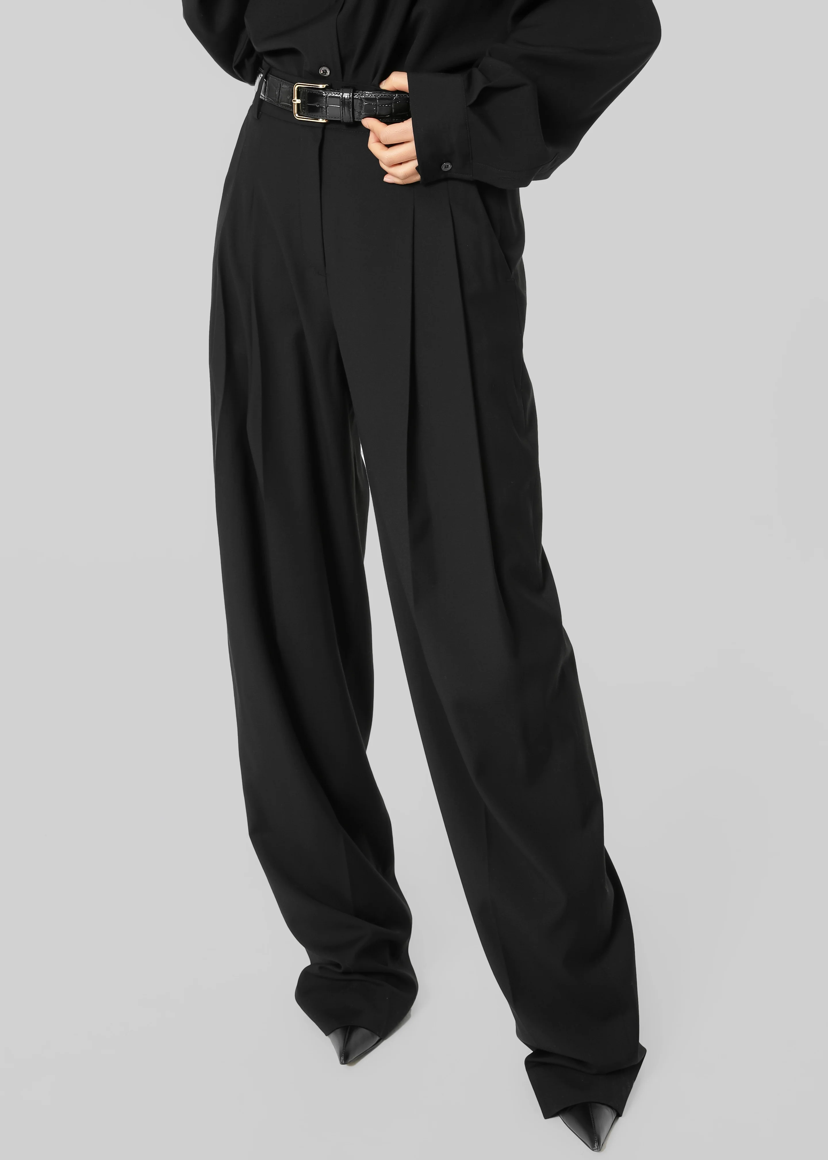 Gelso Pleated Trousers - Black - Image 5