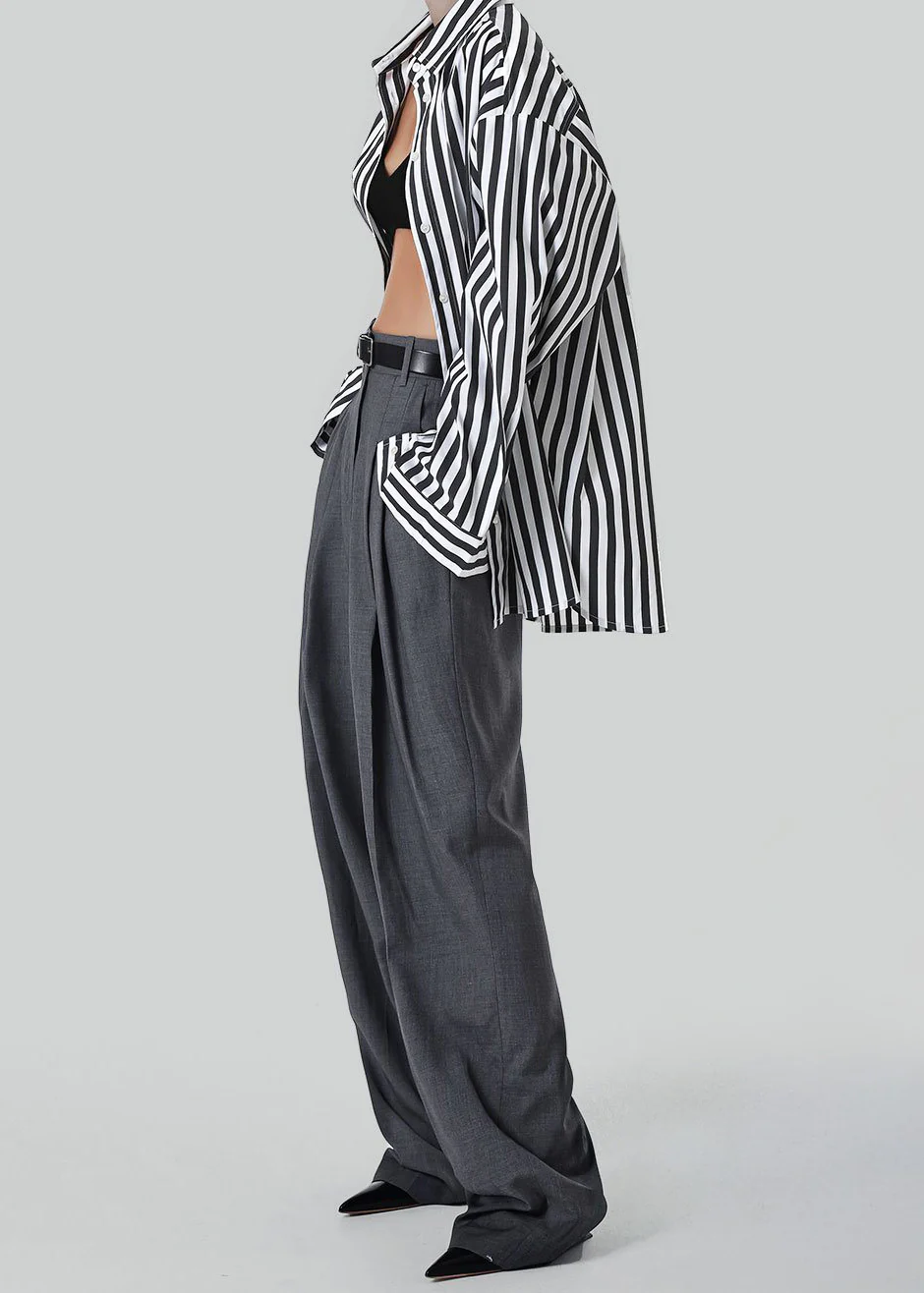 Gelso Pleated Trousers - Dark Grey Melange - Image 11