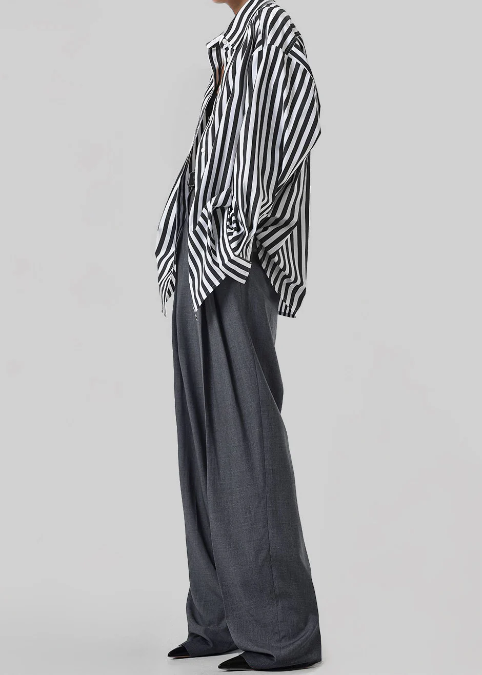 Gelso Pleated Trousers - Dark Grey Melange - Image 4