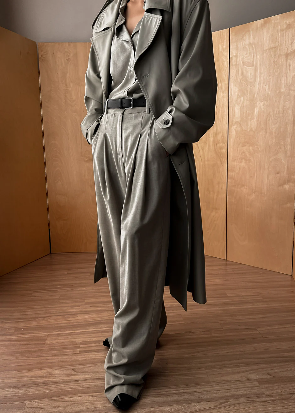 Gelso Pleated Trousers - Light Taupe Melange - Image 10