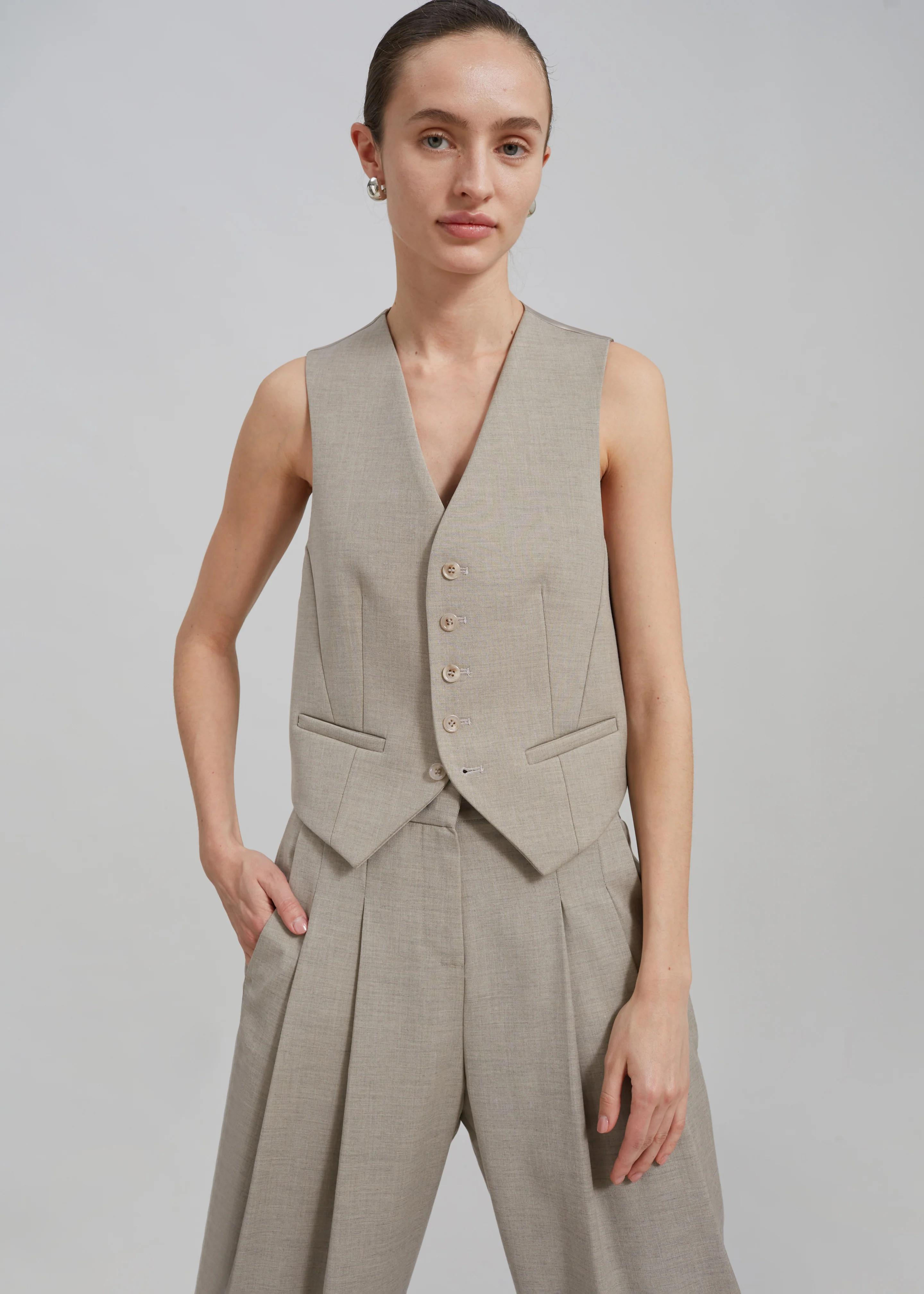 Gelso Waistcoat - Light Taupe Melange - Image 6