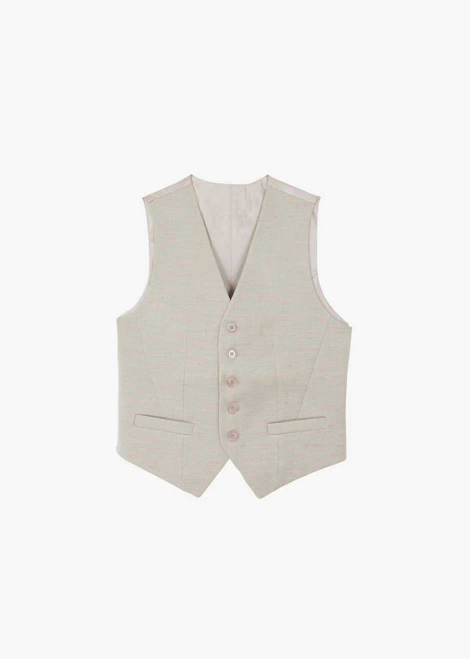 Gelso Waistcoat - Light Taupe Melange - Image 7
