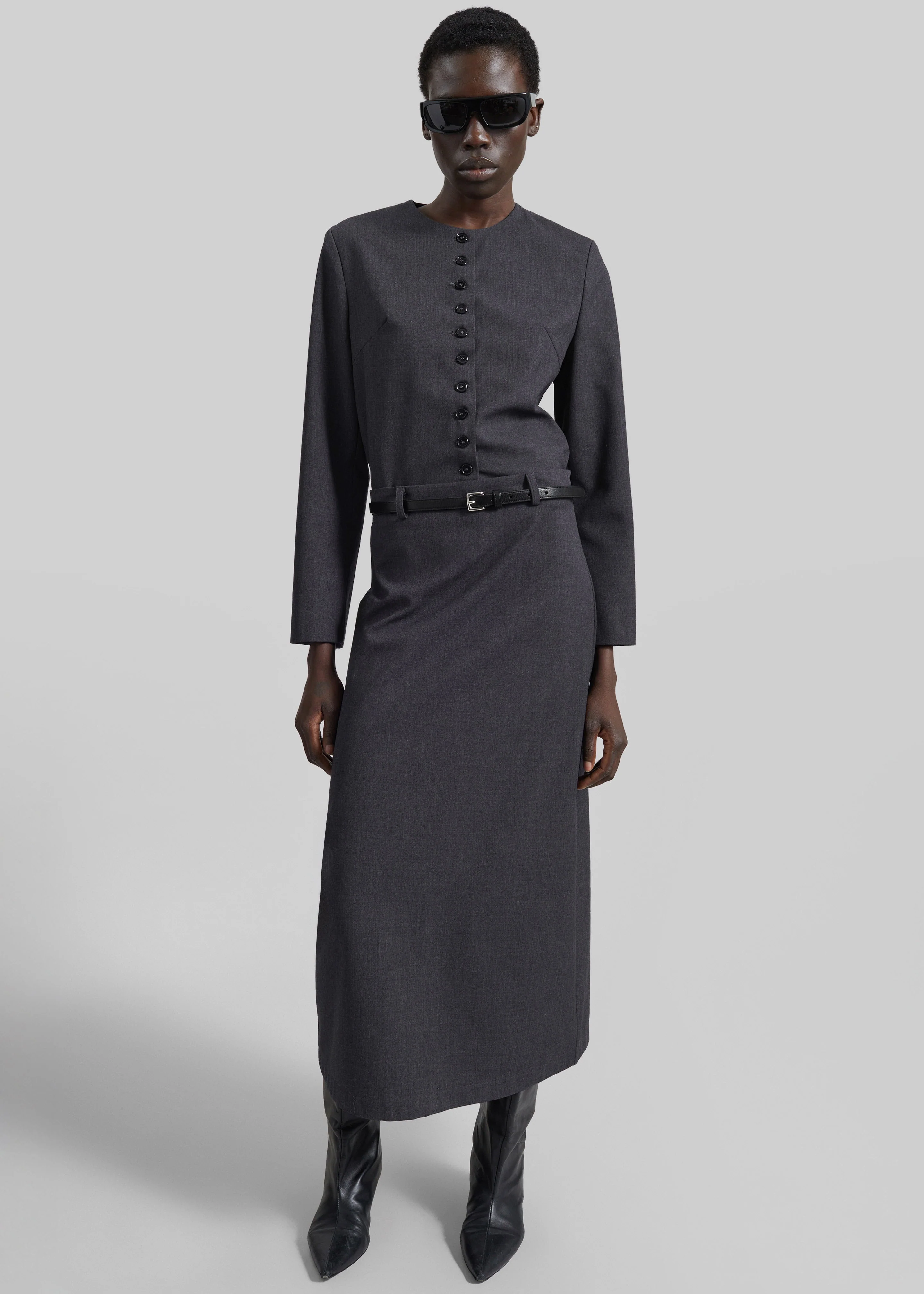 Gema Pencil Skirt - Dark Grey Melange - Image 5