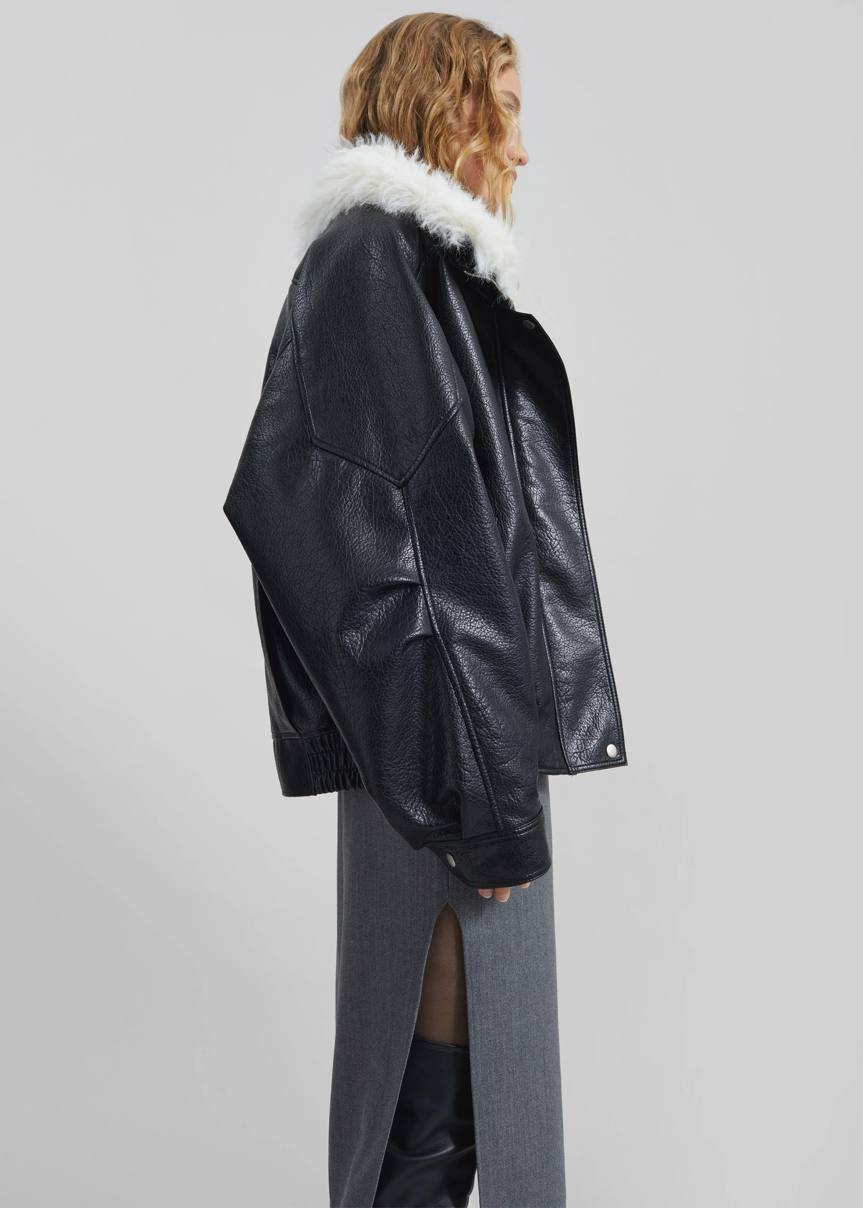 Gemonio Faux Leather Jacket - Black - Image 5