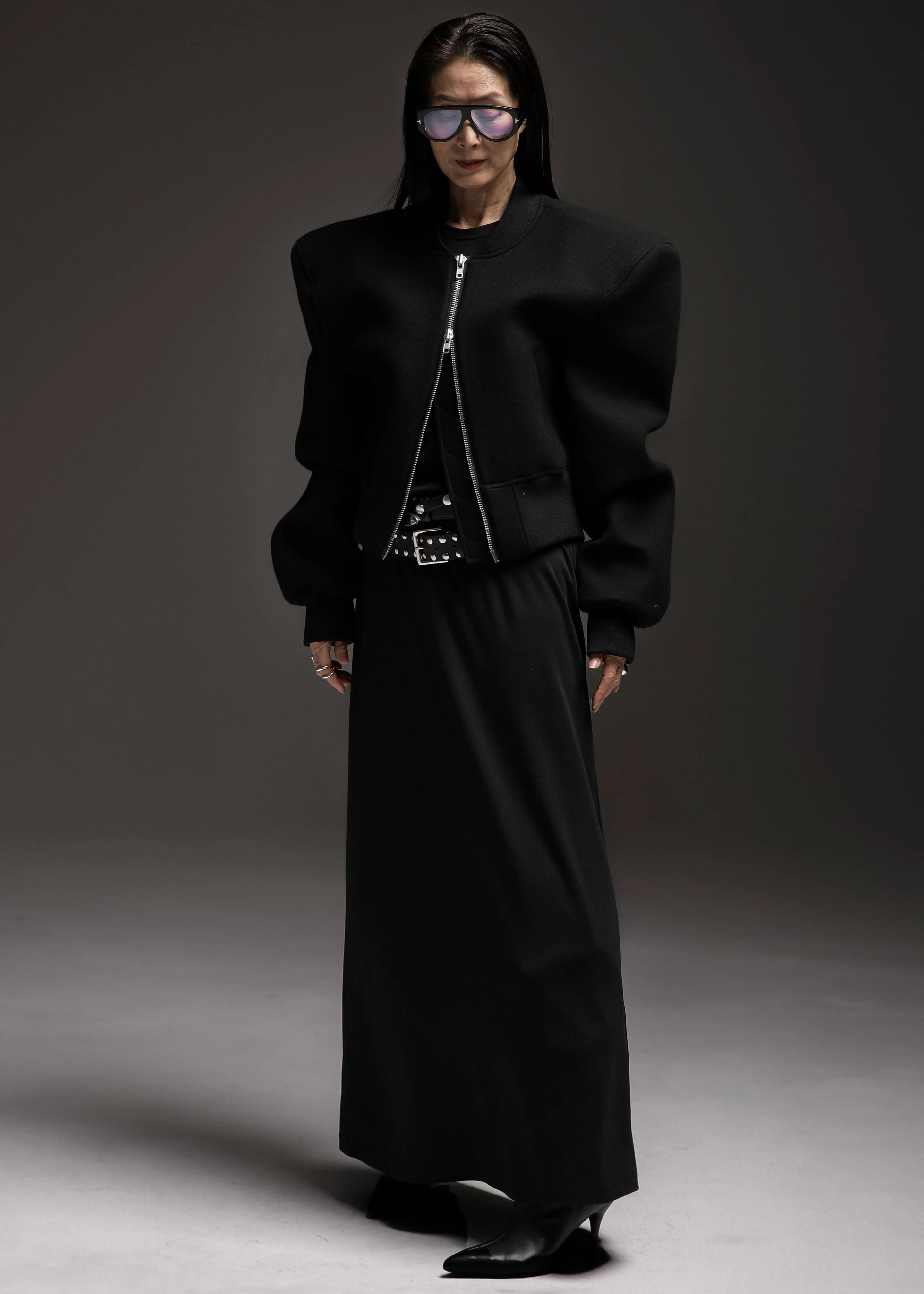 Glane Padded Wool Bomber Jacket - Black - Image 4