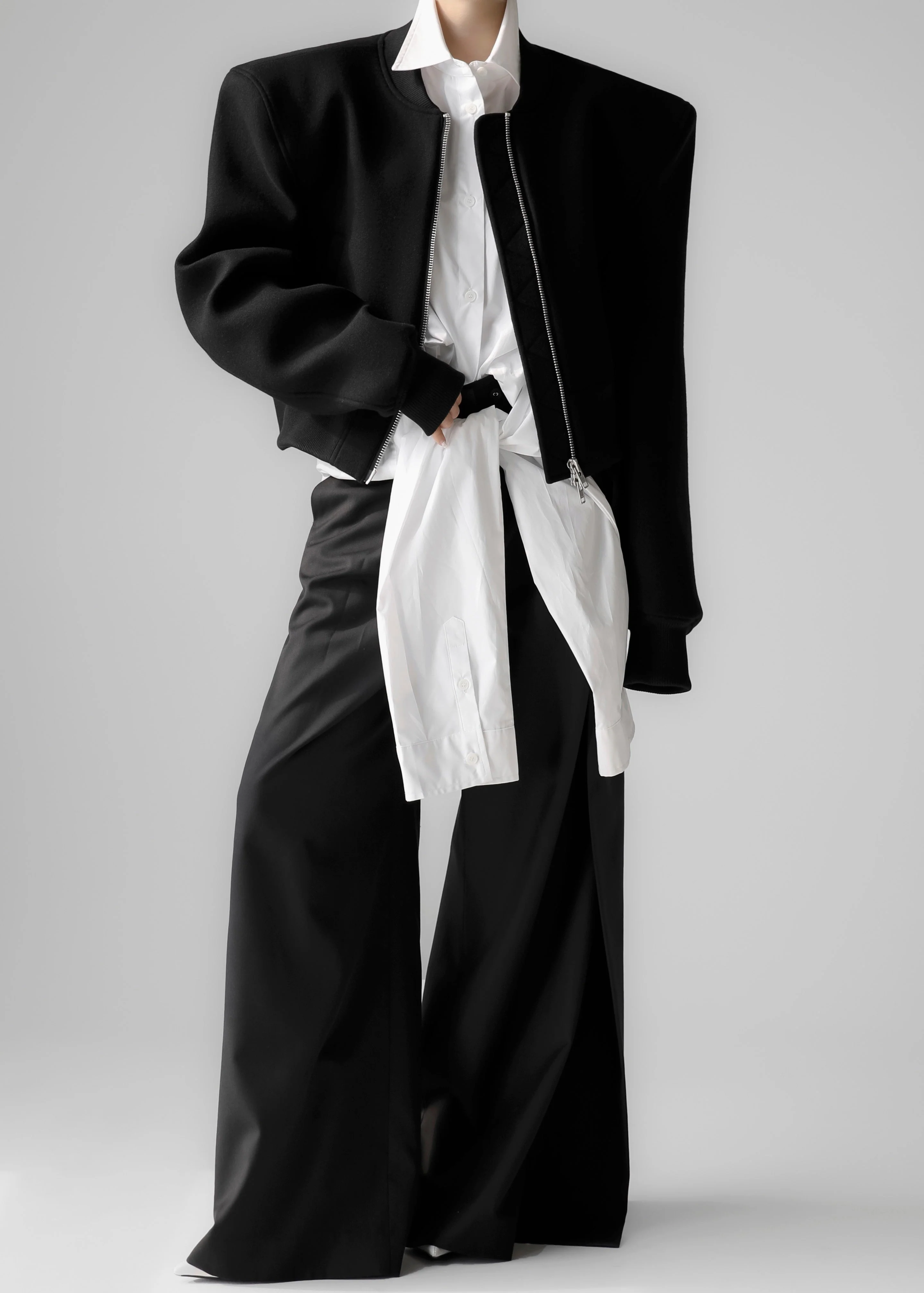 Glane Padded Wool Bomber Jacket - Black - Image 6