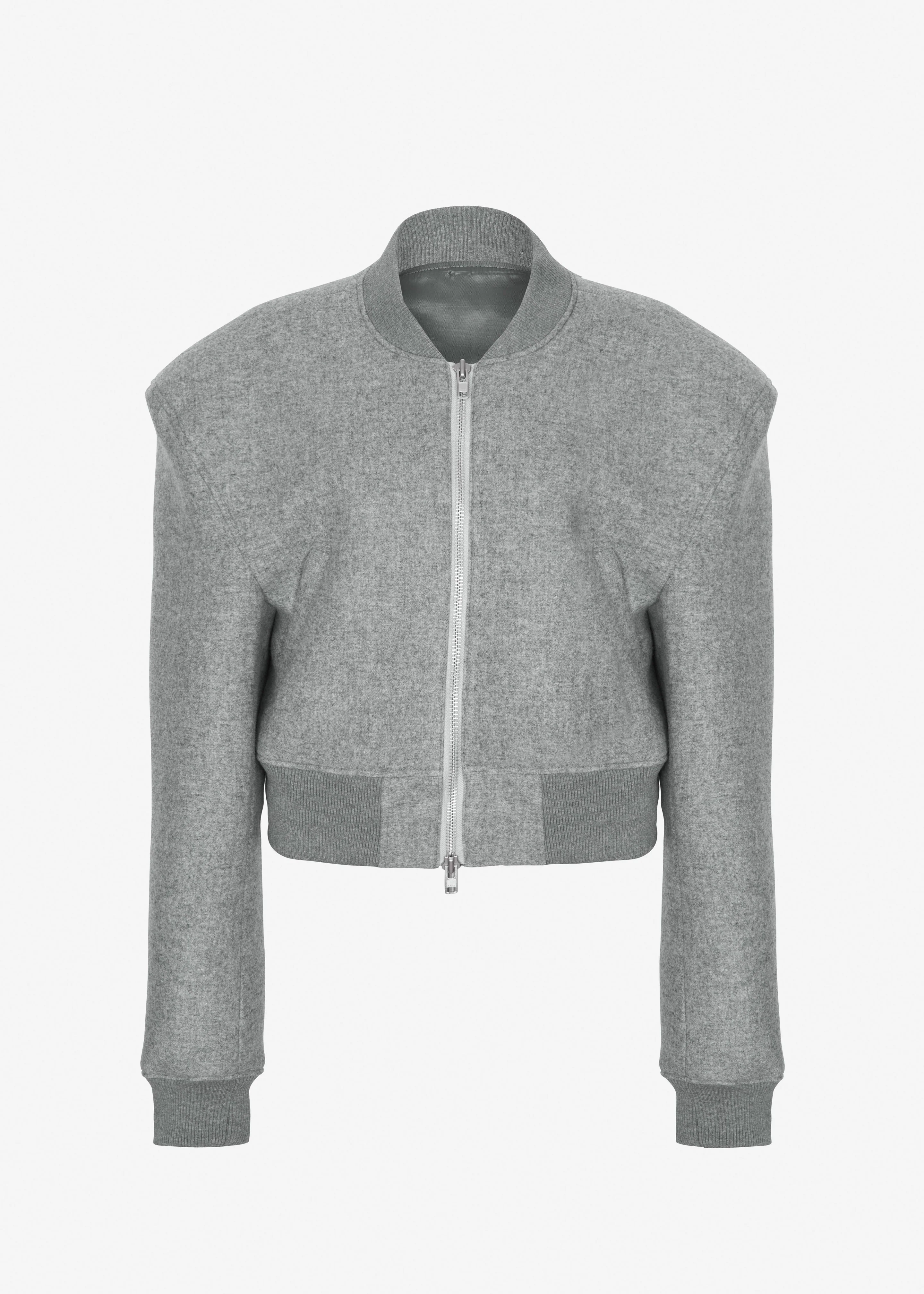 Glane Padded Wool Bomber Jacket - Grey Melange - Image 7