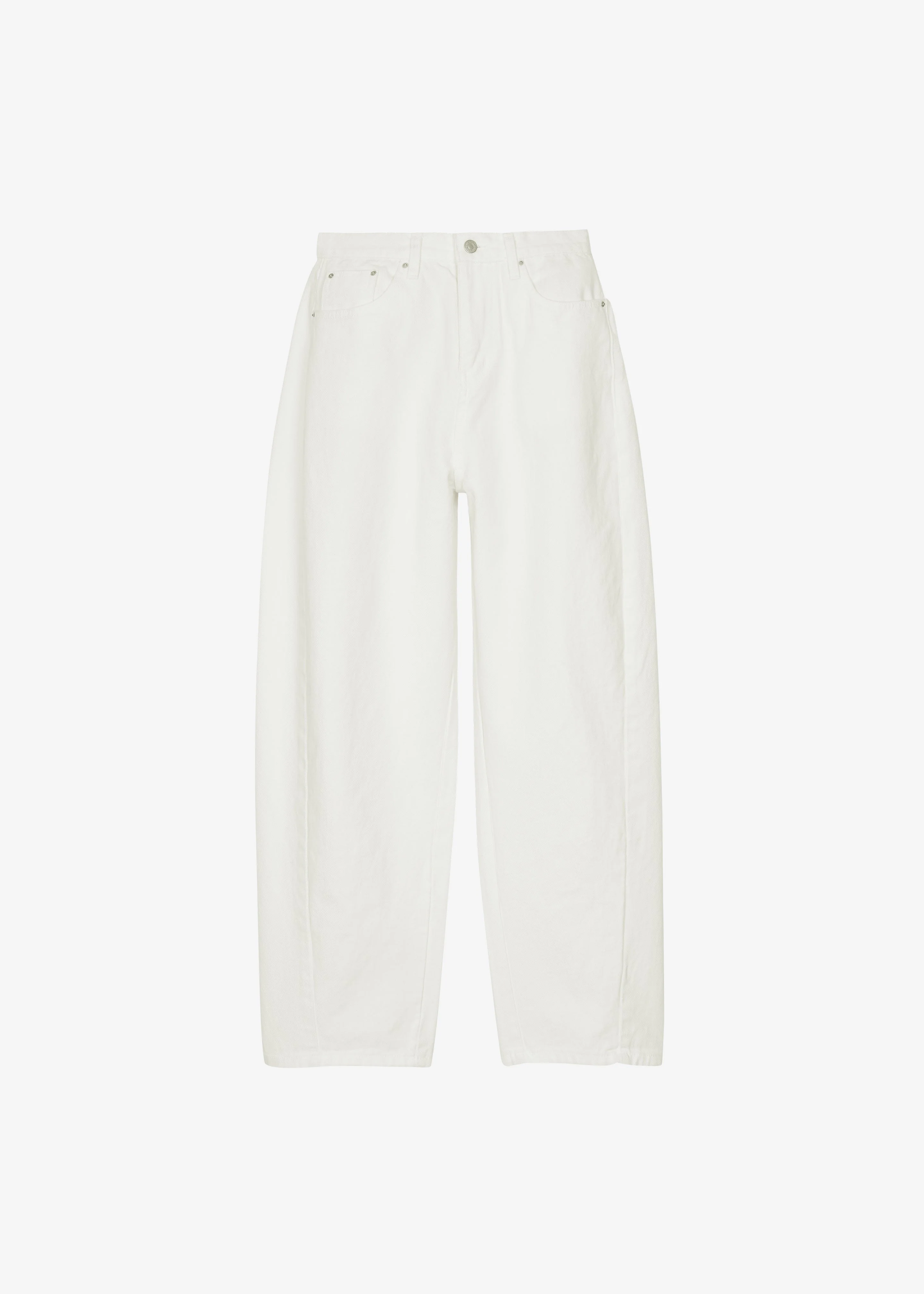 Halgar Frayed Seam Barrel Leg Jeans - White - Image 14